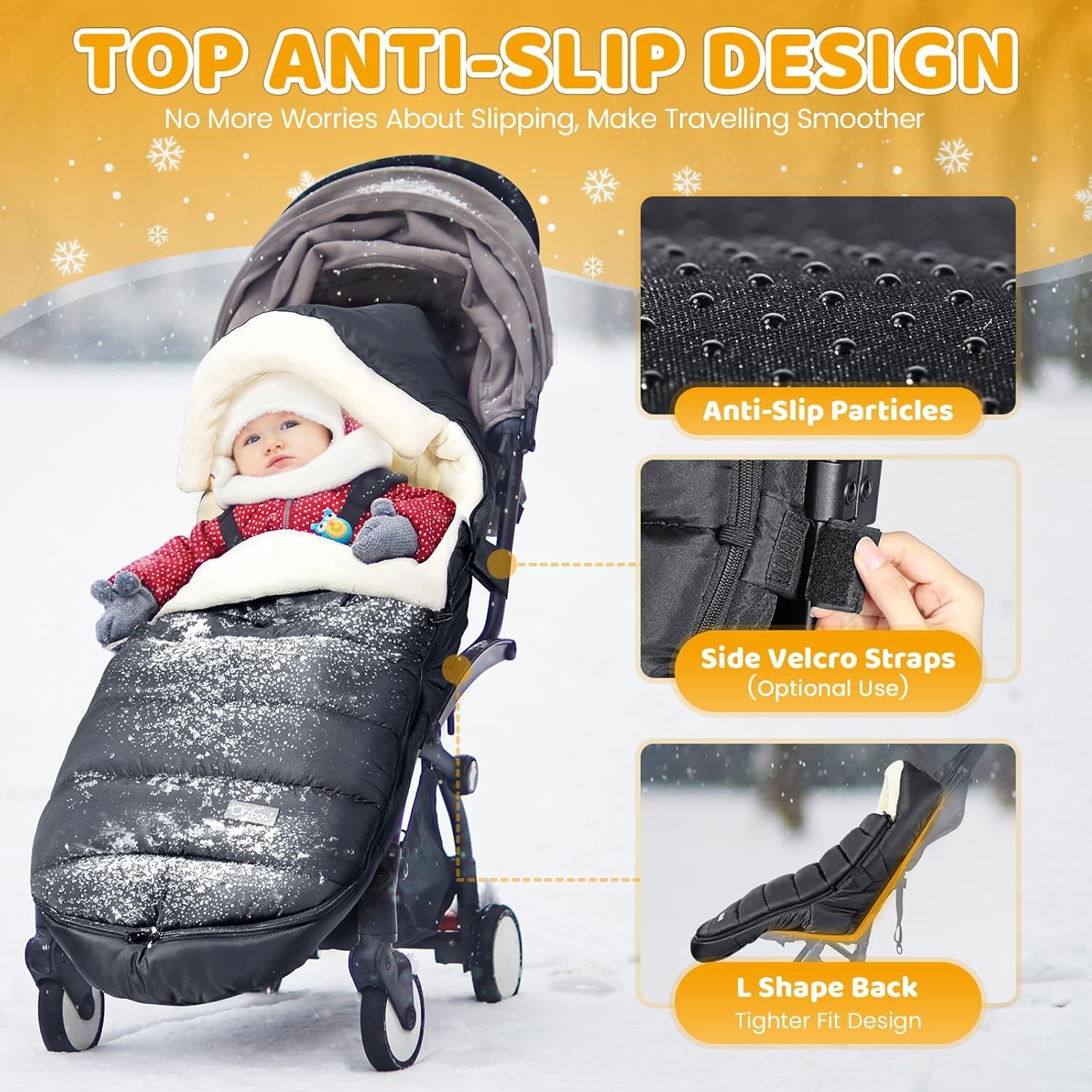 Orzbow Sacco Passeggino Invernale Universale Impermeabile - immagine 2