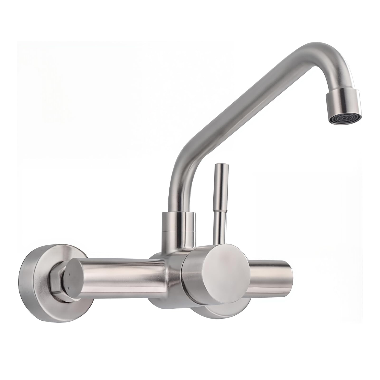 iFCOW Rubinetto da cucina montato a parete, miscelatore monocomando girevole in acciaio inox 304, rubinetto per acqua calda e fredda con regolatore di getto
