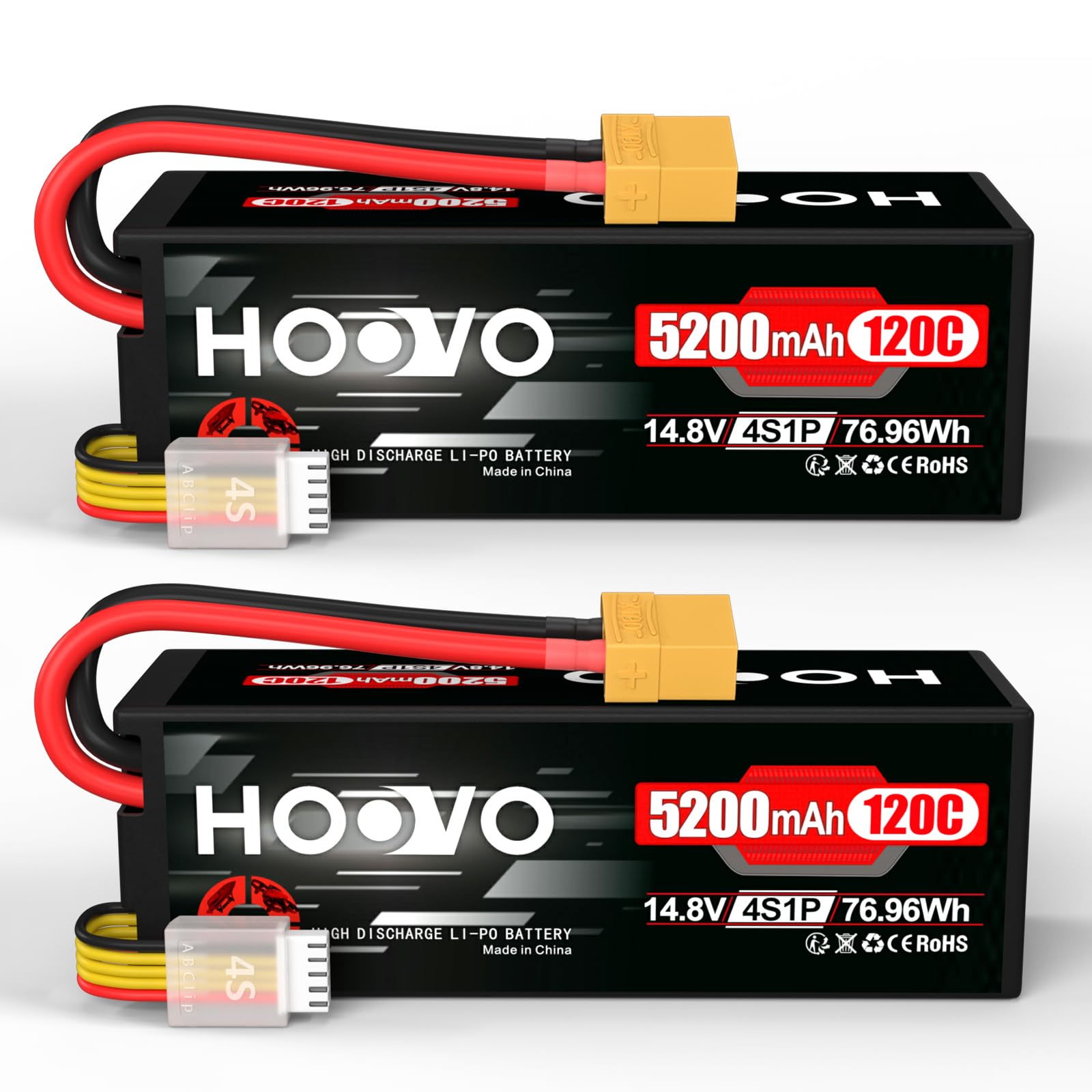 Hoovo Batteria Lipo 4S 14.8V 5200mAh 120C (2 confezioni)