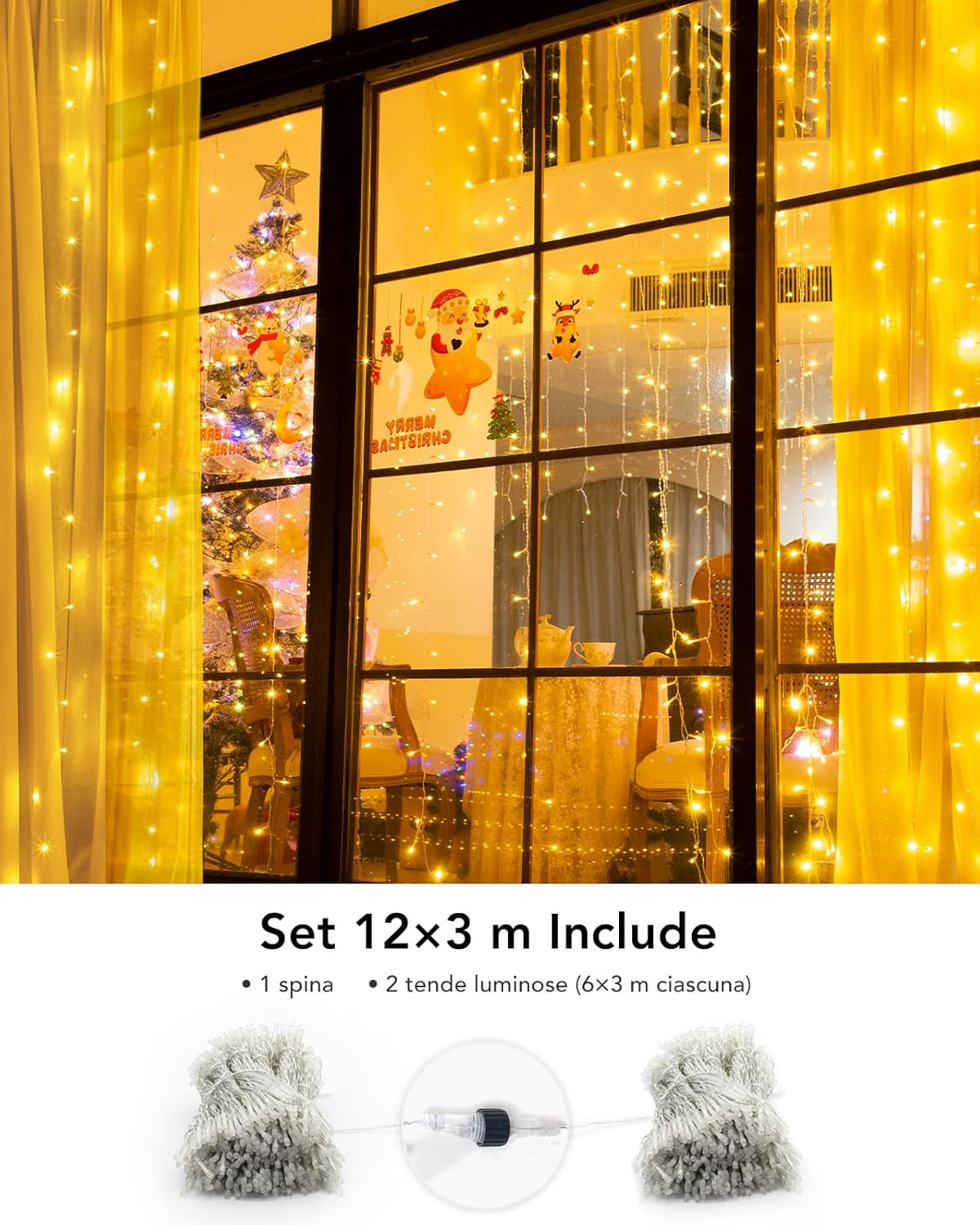 Tenda Luminosa 12Mx3M 1200LED per Esterno IP44 - immagine 2