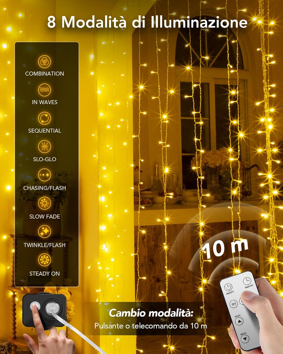 Tenda Luminosa 12Mx3M 1200LED per Esterno IP44 - immagine 3