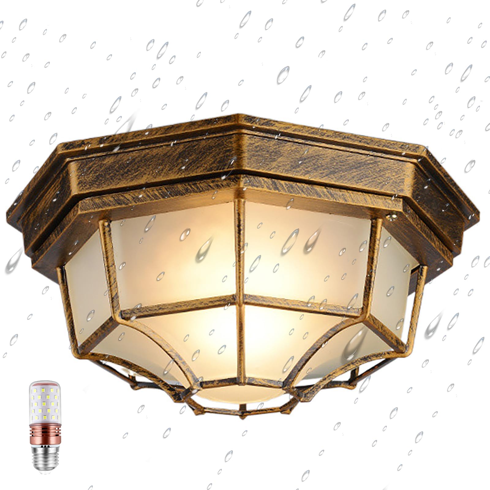 Kzt Lampada da Soffitto Vintage Industriale IP54
