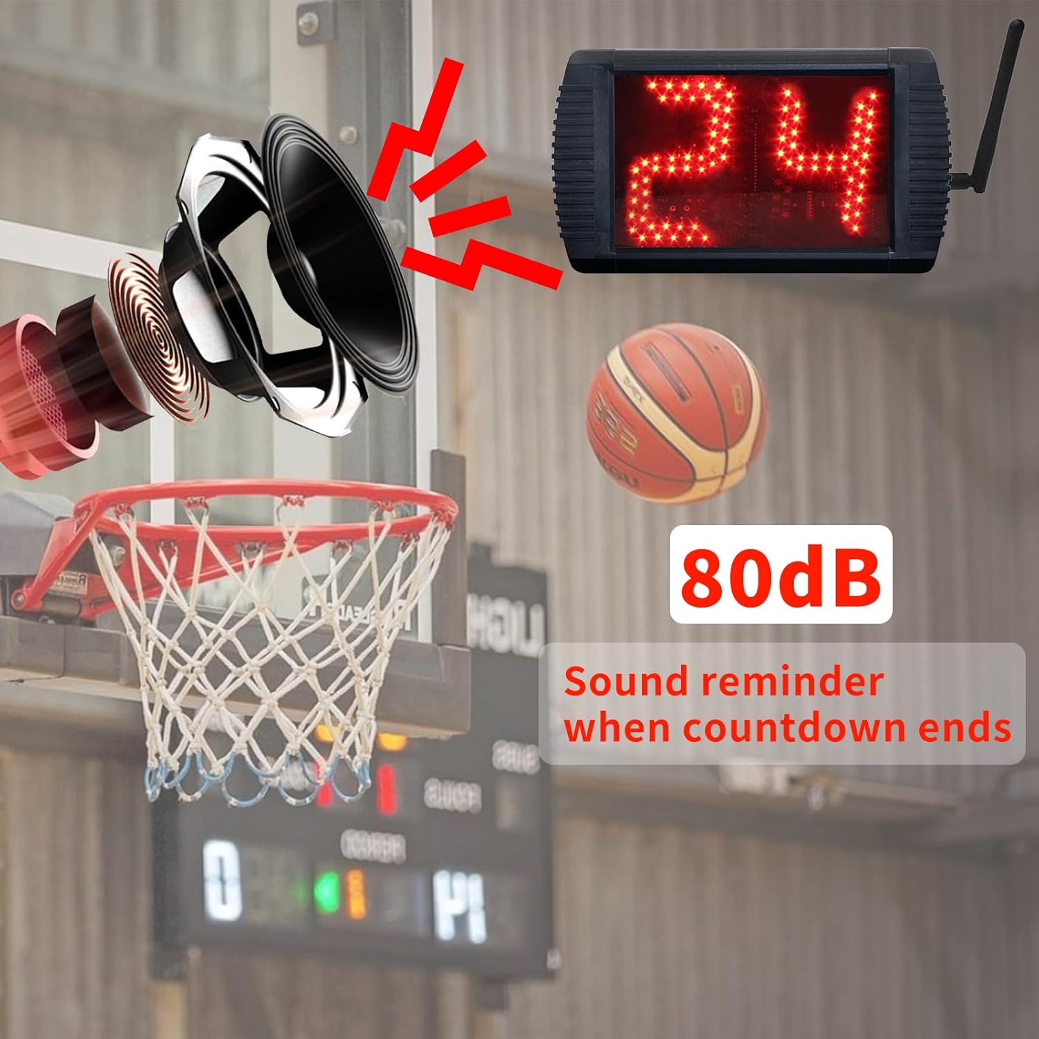 Yz Orologio LED Conto alla Rovescia Basket con Telecomando - immagine 4