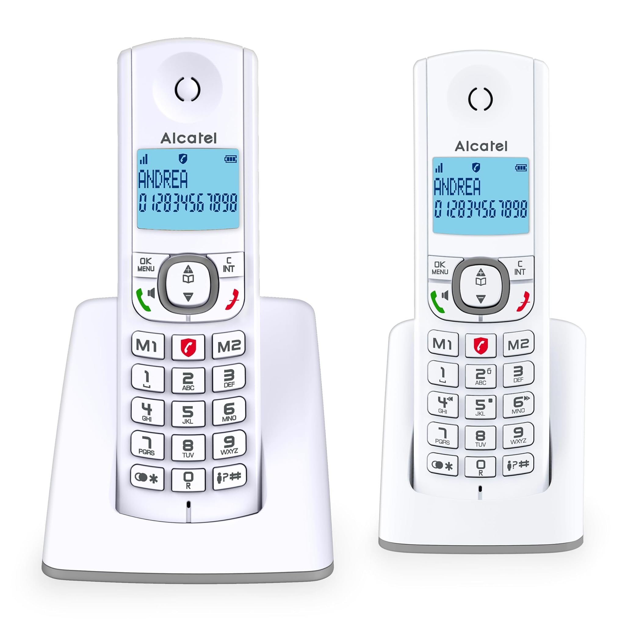 Alcatel F530 Duo - Telefono Cordless DECT, Bianco/Grigio