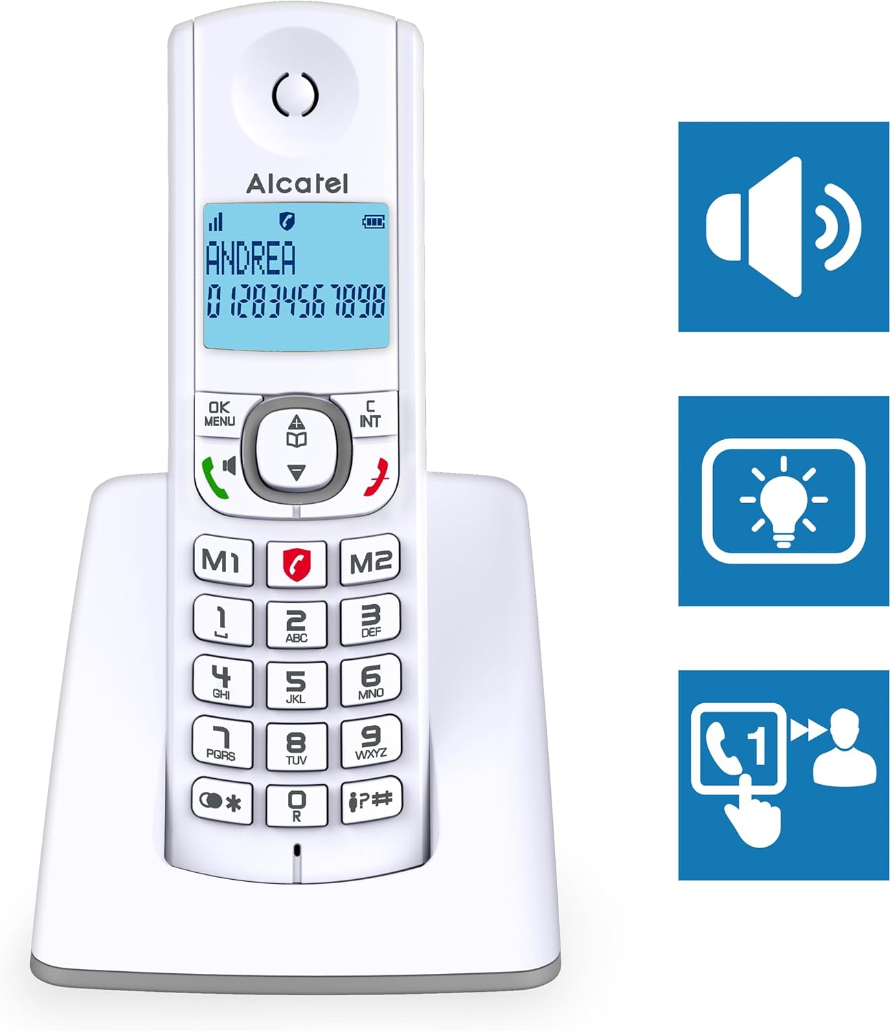 Alcatel F530 Duo - Telefono Cordless DECT, Bianco/Grigio - immagine 3