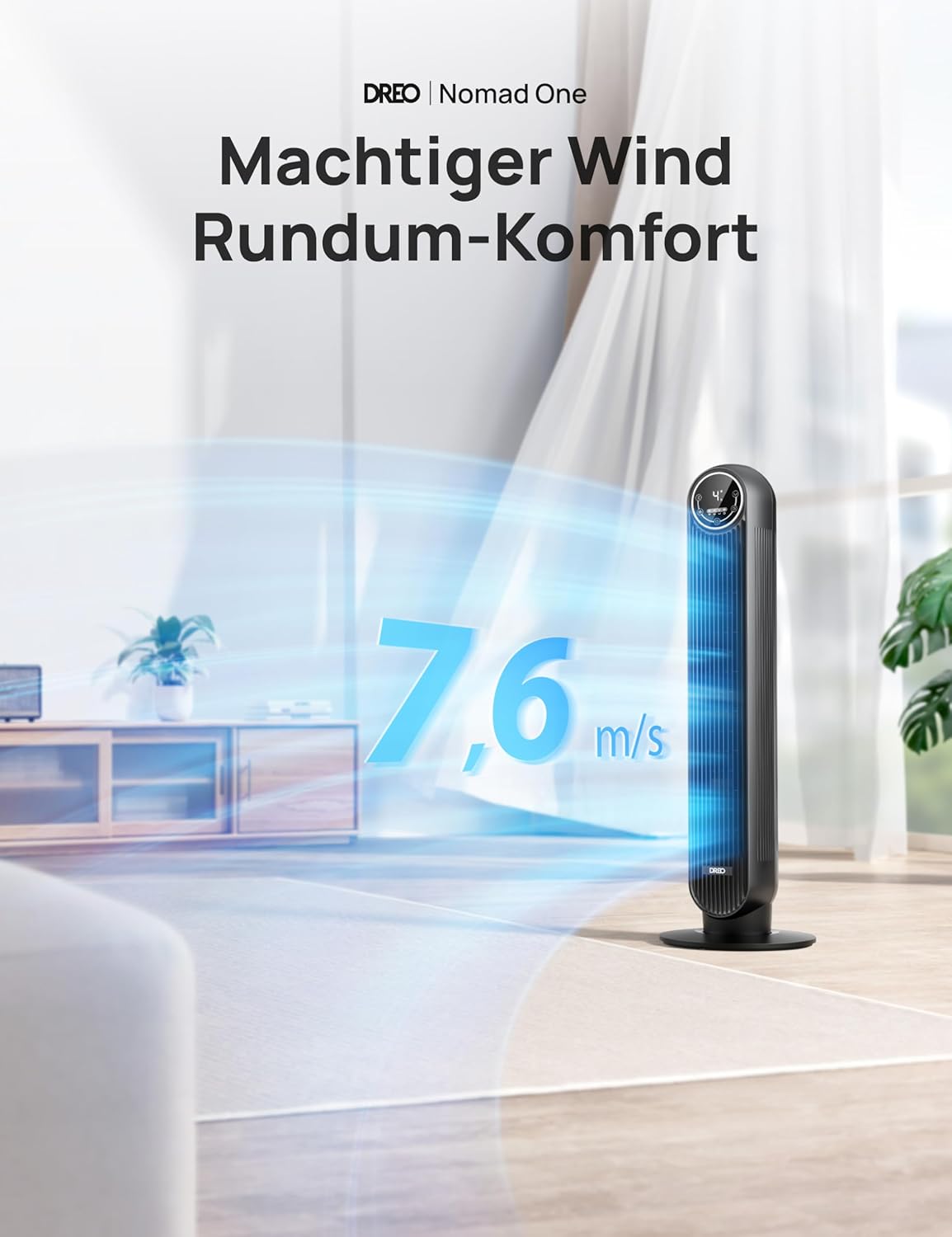 Dreo Ventilatore a Torre Nomad One 28dB Silenzioso, Nero - immagine 3