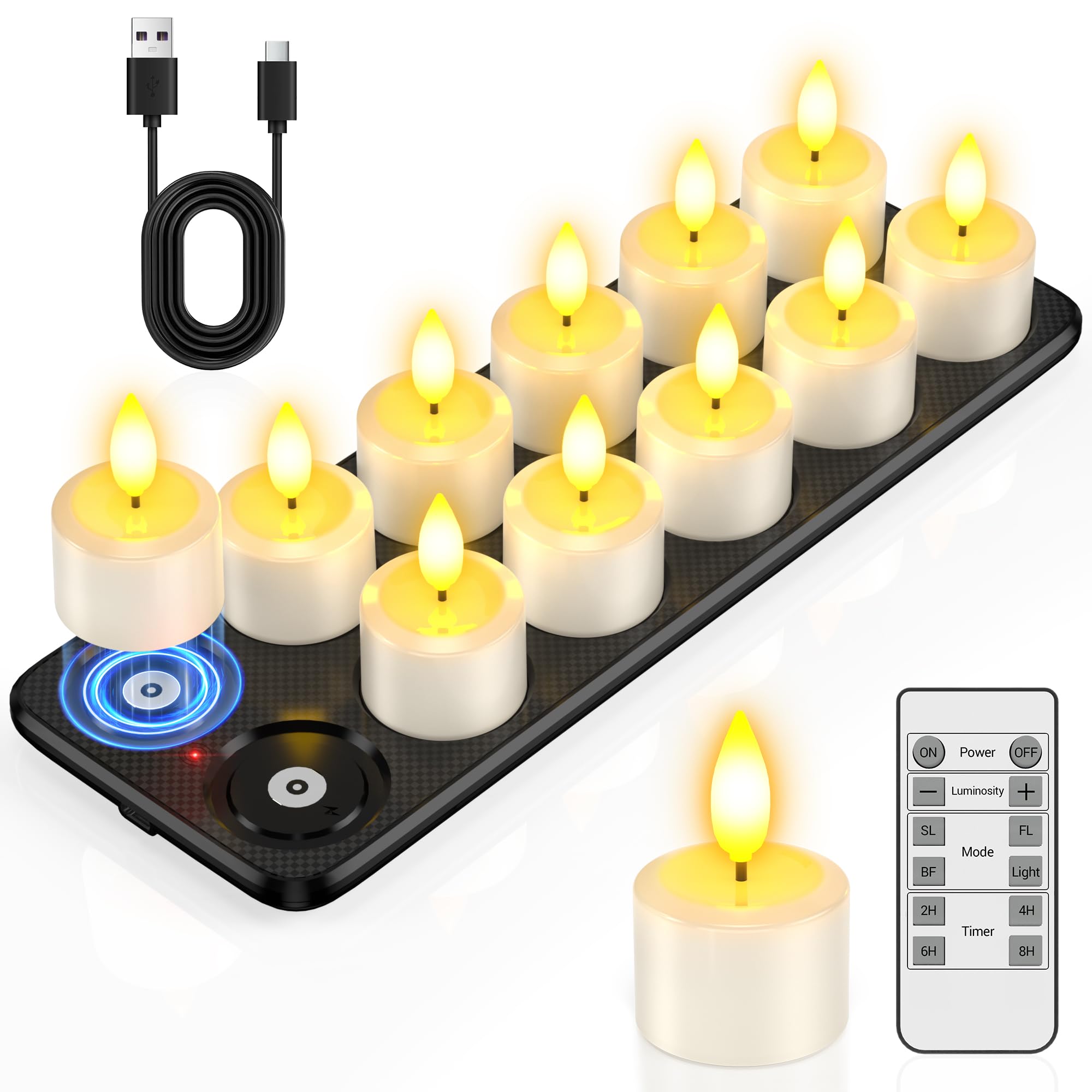PChero Tea Light Candele Led 12pz Bianche