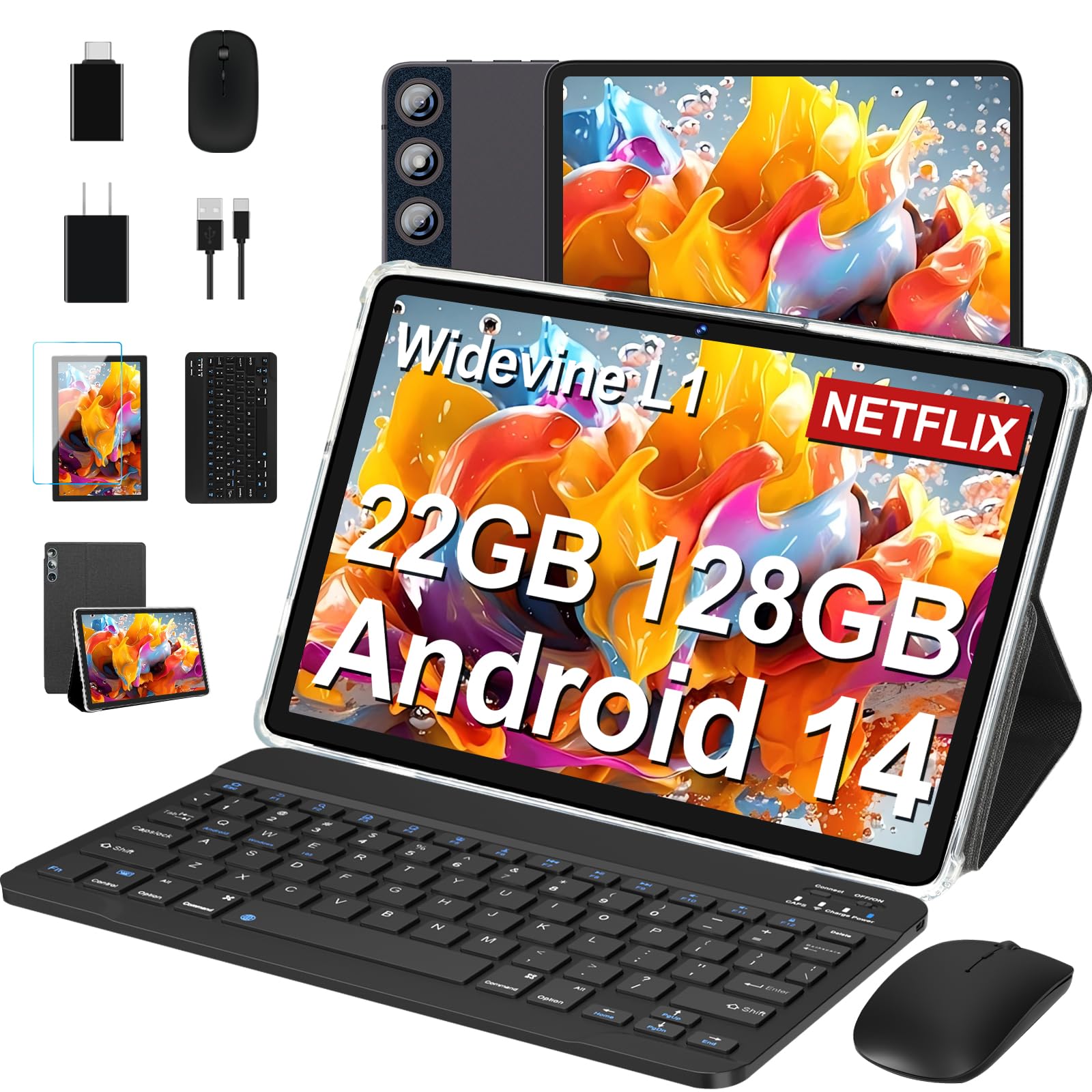 Dmoao Tablet Android 14 con Tastiera, Marrone