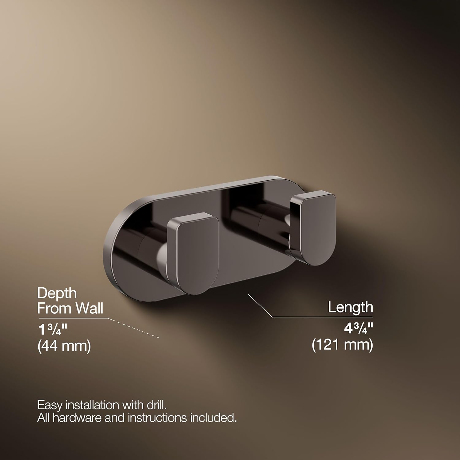 Kohler K-73146-TT Appendiabiti Doppio Composto, Titanio - immagine 3