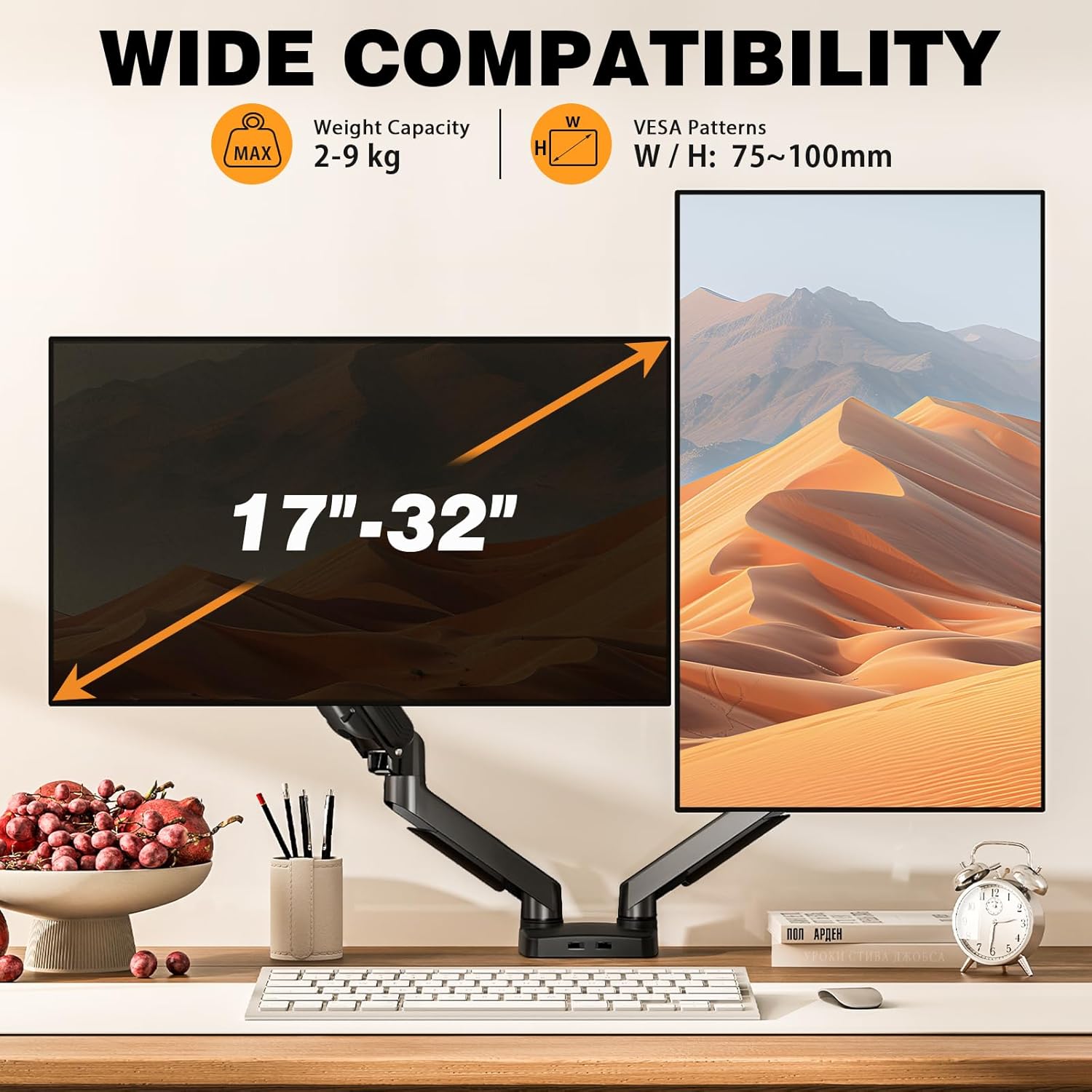 Tvon Braccio Doppio Monitor 17-32" con Molle a Gas - immagine 2