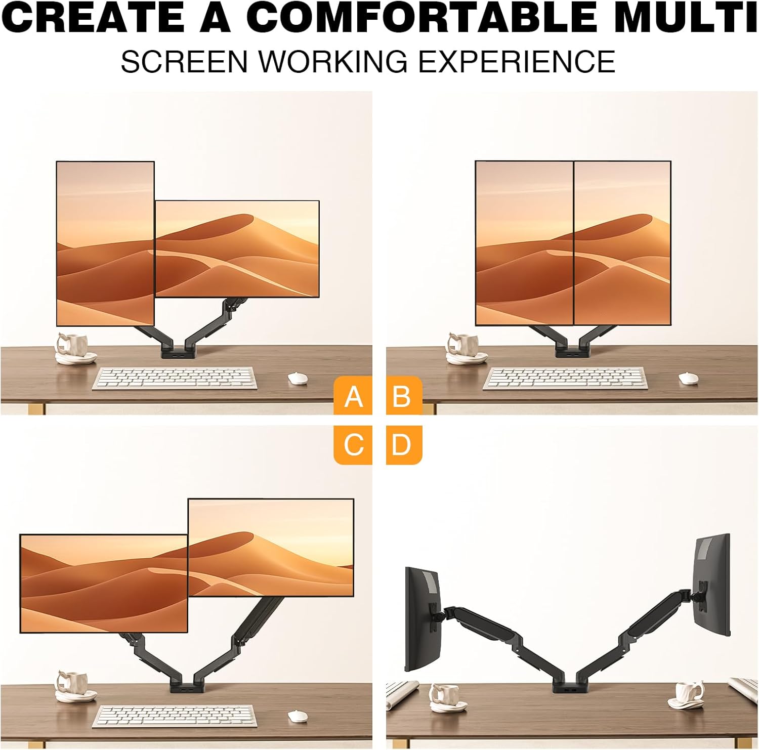 Tvon Braccio Doppio Monitor 17-32" con Molle a Gas - immagine 4