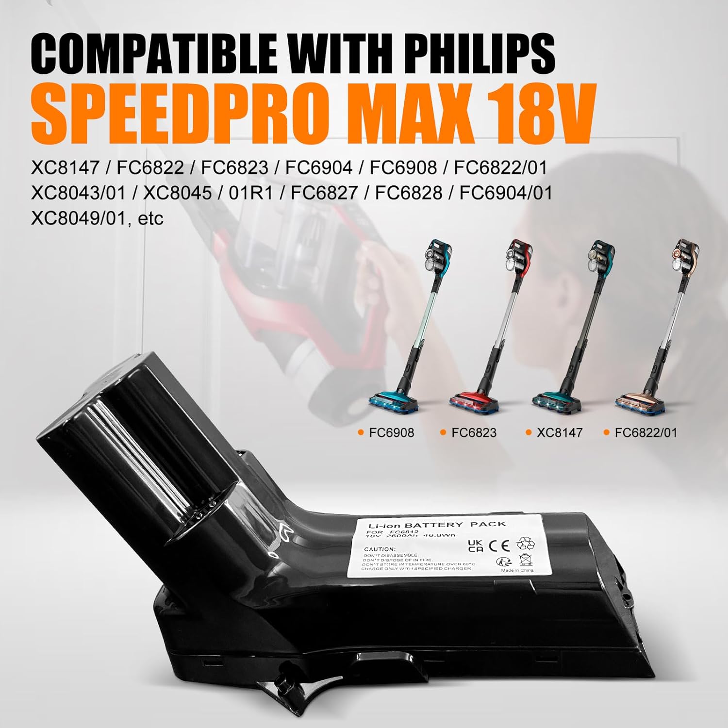 Batteria 18V per Aspirapolvere Philips SpeedPro Max - immagine 2