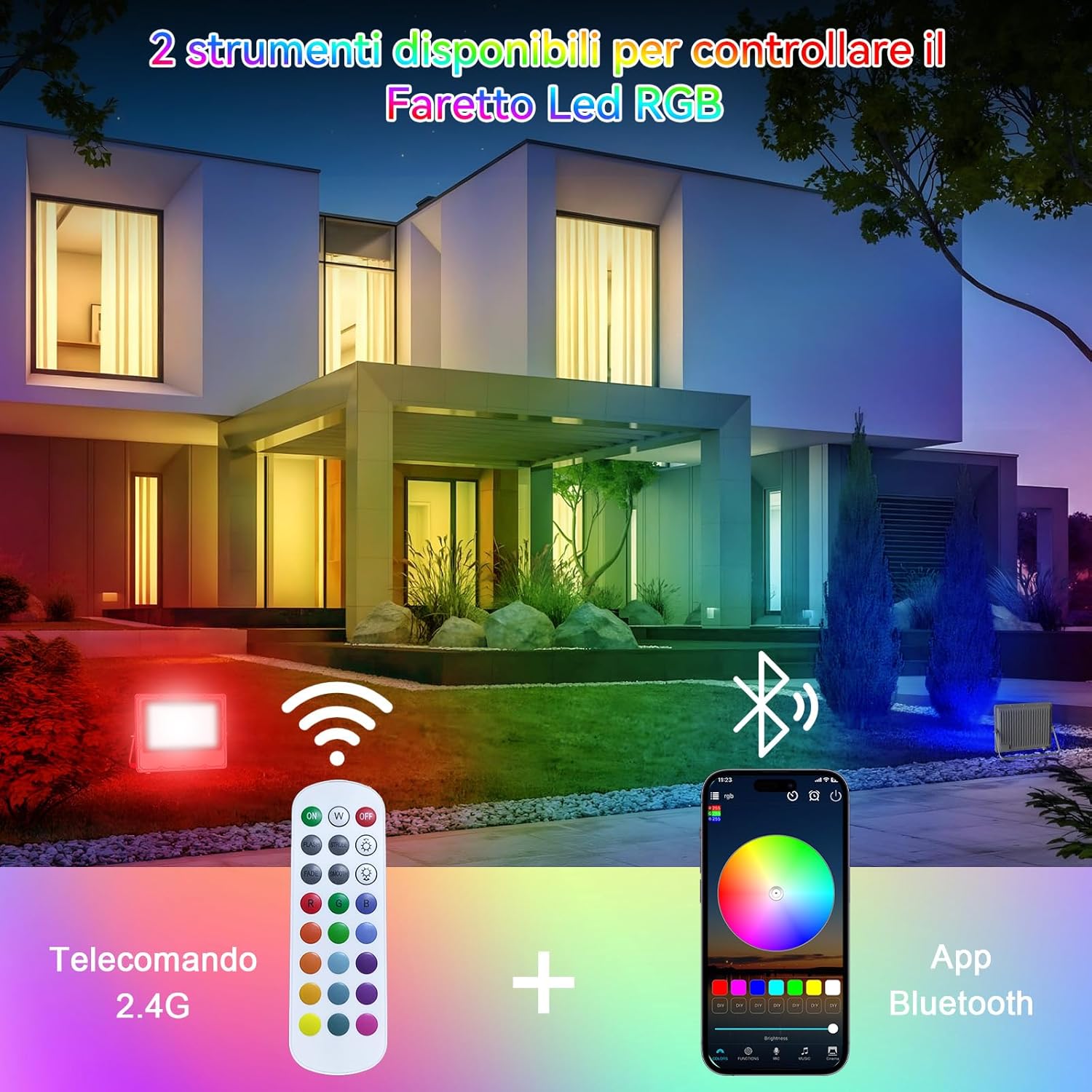 MEEKBOS Faretto LED RGB Esterno 150W (2 Pezzi) - immagine 3