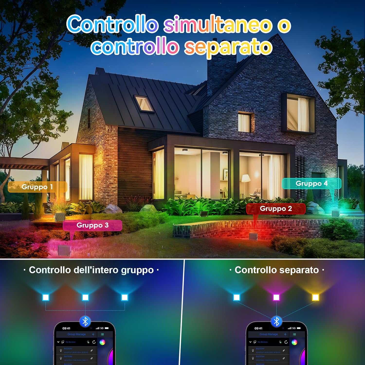MEEKBOS Faretto LED RGB Esterno 150W (2 Pezzi) - immagine 4