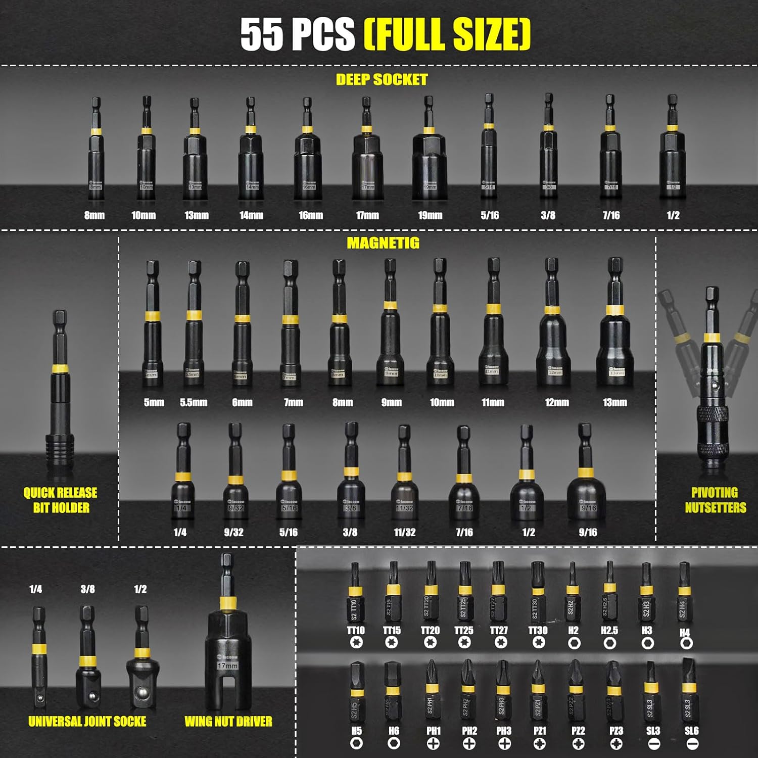 Facoow Set 55 Cacciaviti a Percussione Magnetici - immagine 2