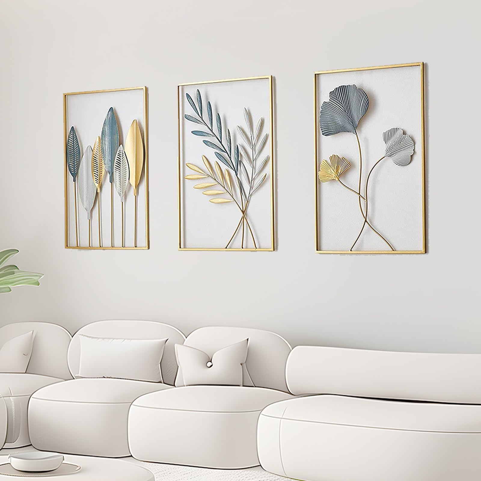 Decorazione da Parete 3 Pezzi in Metallo 43x30cm