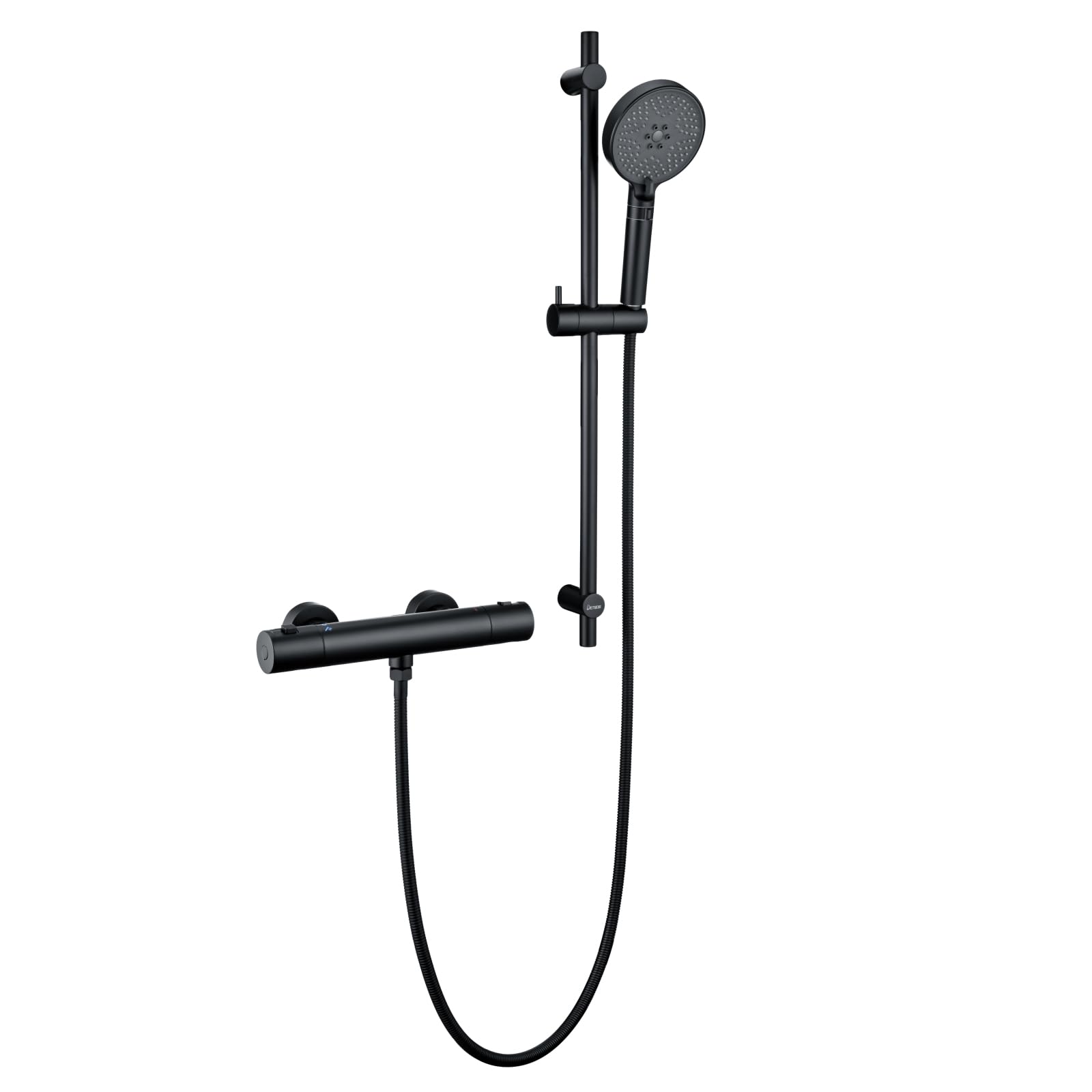 Detbom - Miscelatore Termostatico con Set Asta Doccia, Nero