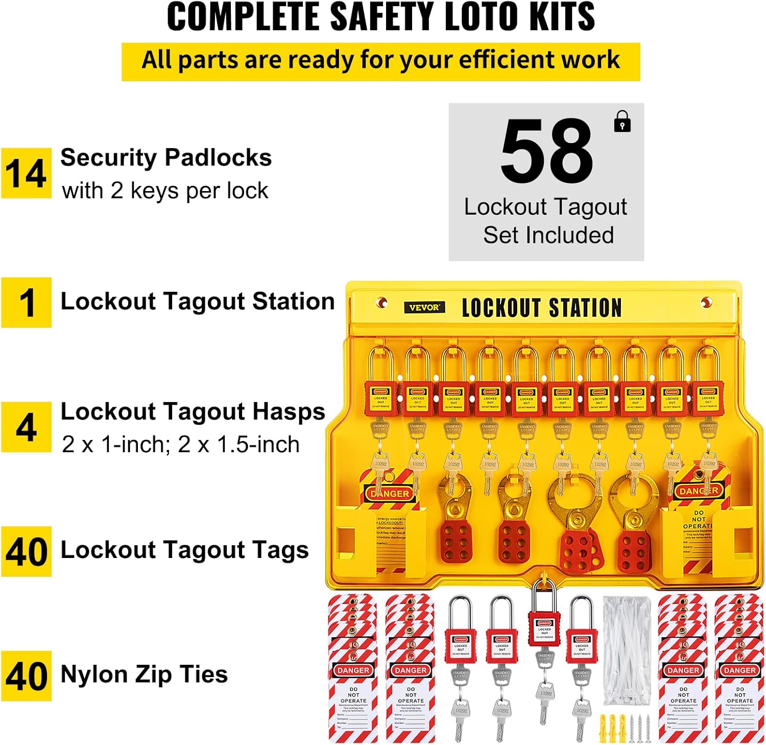Vevor Kit Tagout Blocco di Sicurezza 58 Pz - immagine 3