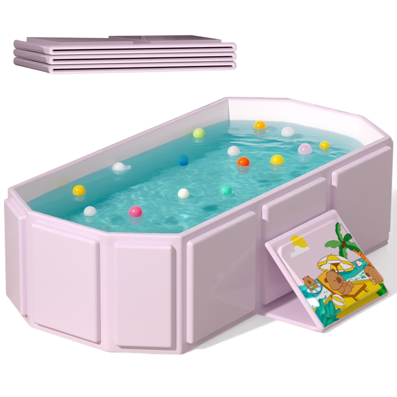 Vasca da Bagno Pieghevole Portatile per Bambini, Rosa