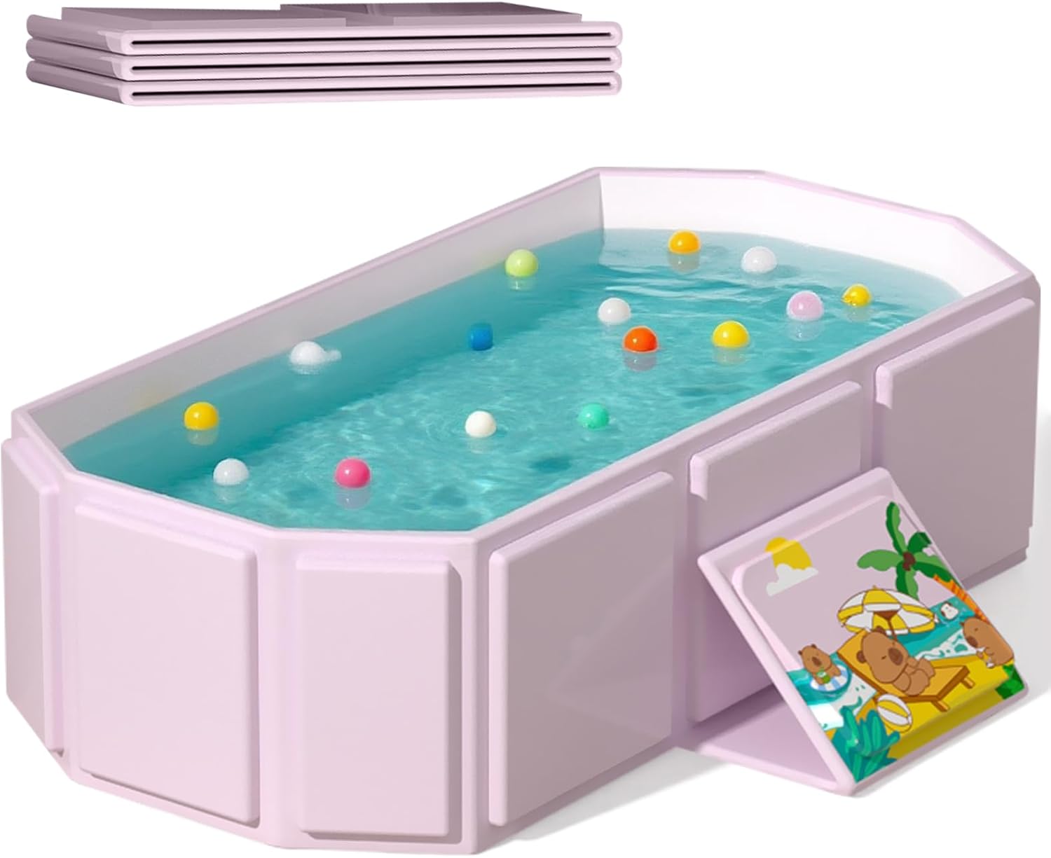 Vasca da Bagno Pieghevole Portatile per Bambini, Rosa - immagine 1