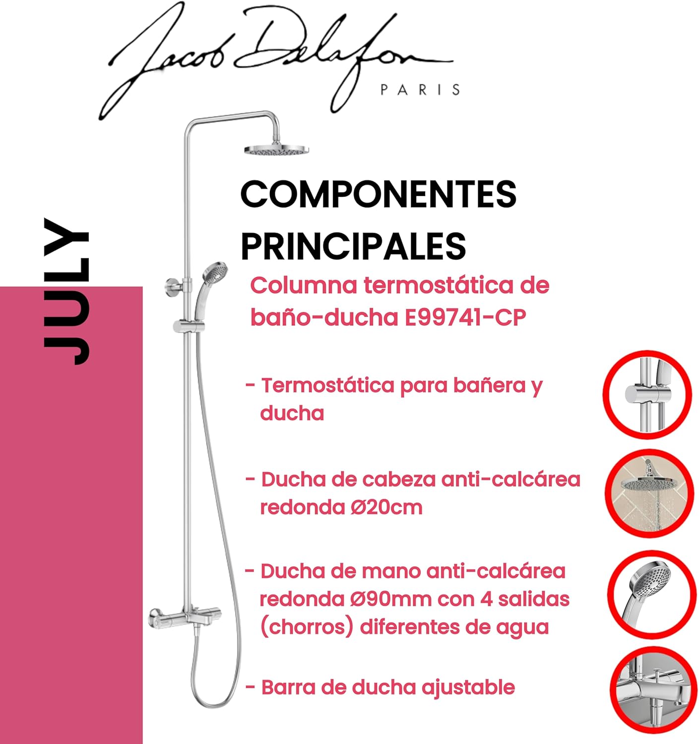 Jacob Delafon JULY E99741-CP - Colonna Doccia Termostatica - immagine 4