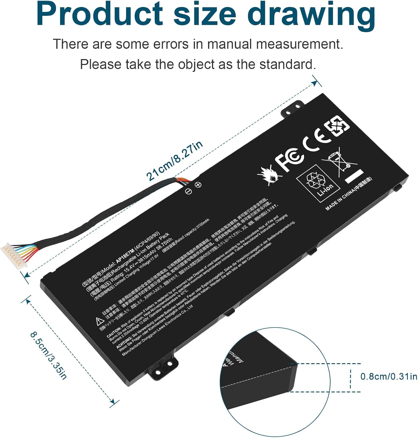 Asuncell Batteria 15.4V/58.75Wh AP18E7M AP18E8M - immagine 2