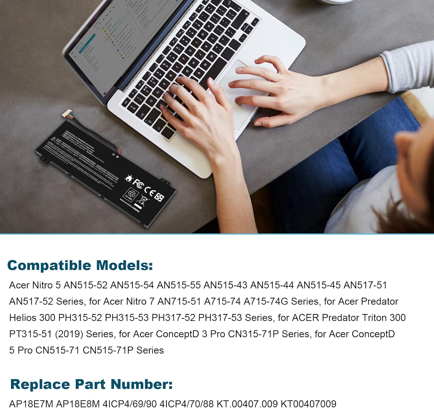 Asuncell Batteria 15.4V/58.75Wh AP18E7M AP18E8M - immagine 3