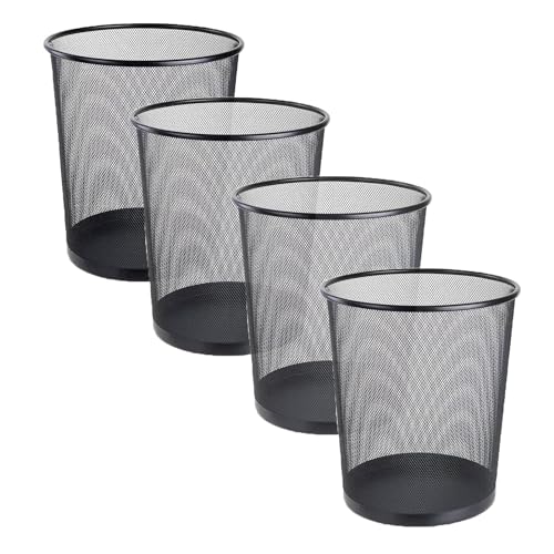 4 Cestini Ufficio in Metallo 9L, Nero