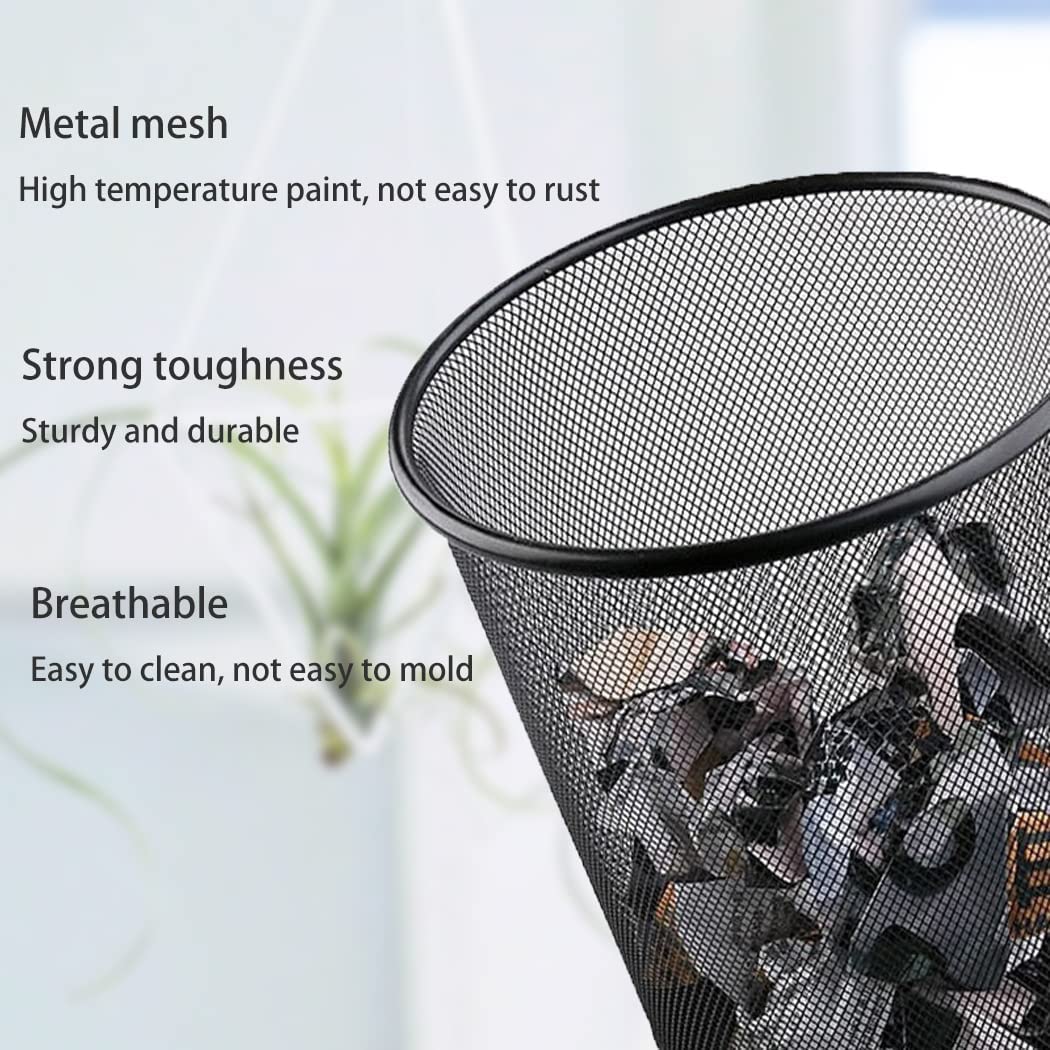 4 Cestini Ufficio in Metallo 9L, Nero - immagine 4