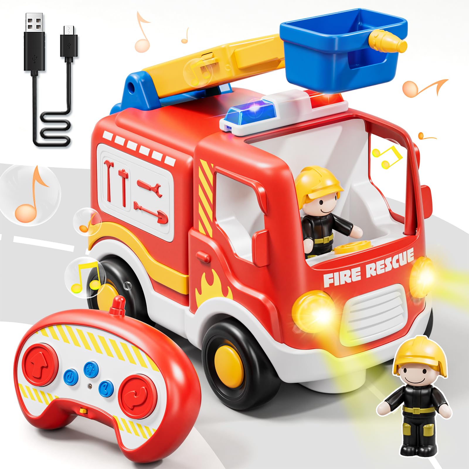 Lehoo Castle Macchina Telecomandata per Bambini, Camion Pompieri Giocattolo, Gioco Bambino 2 Anni, Regalo Bambino 2 Anni Maschio