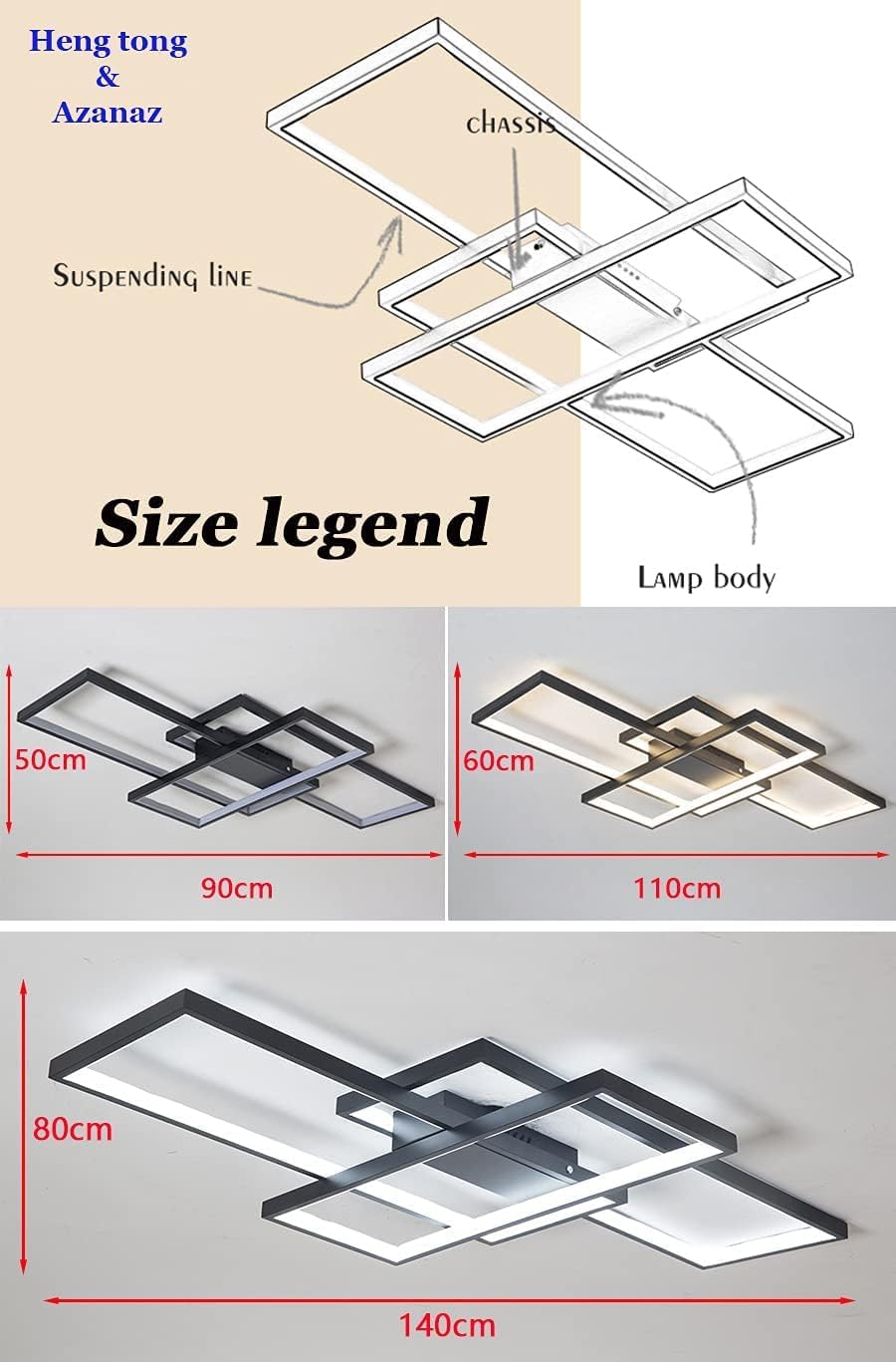 Plafoniera LED Semplice Rettangolare L90cm, Bianca - immagine 4