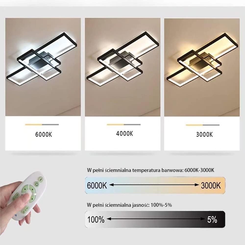 Plafoniera LED Semplice Rettangolare L90cm, Bianca - immagine 5