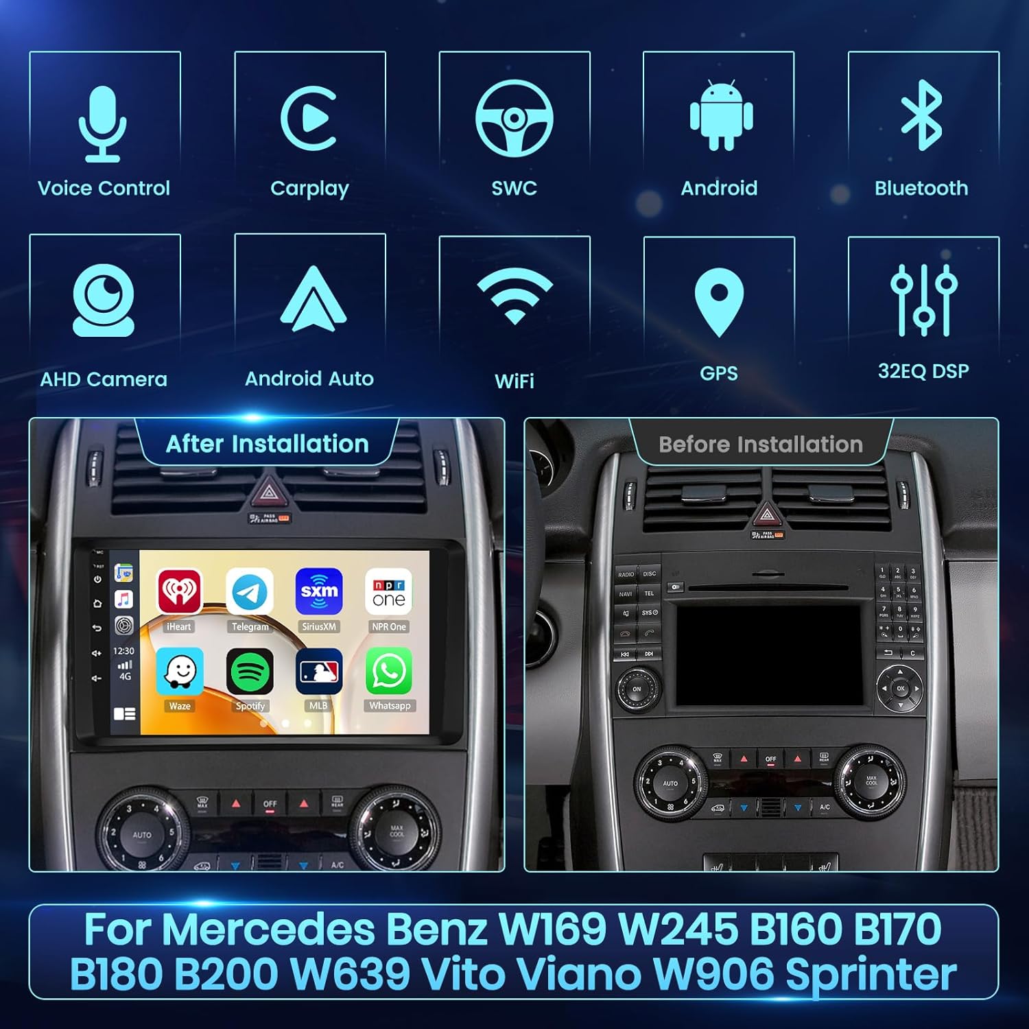 Autoradio Android 9'' per Mercedes Benz W169 W245 W639 - immagine 2