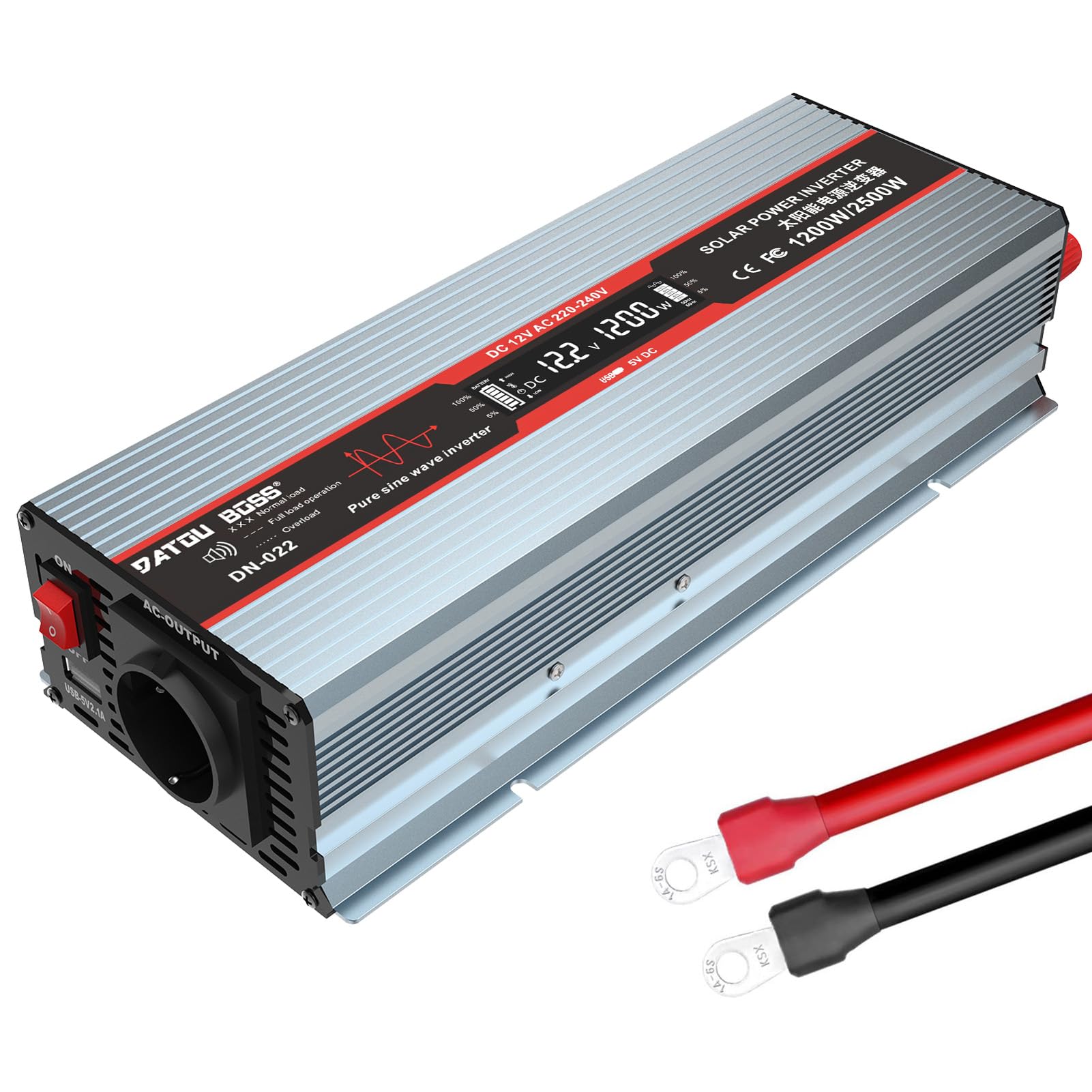 Datouboss Convertitore Tensione Onda Sinusoidale Pura 1200W