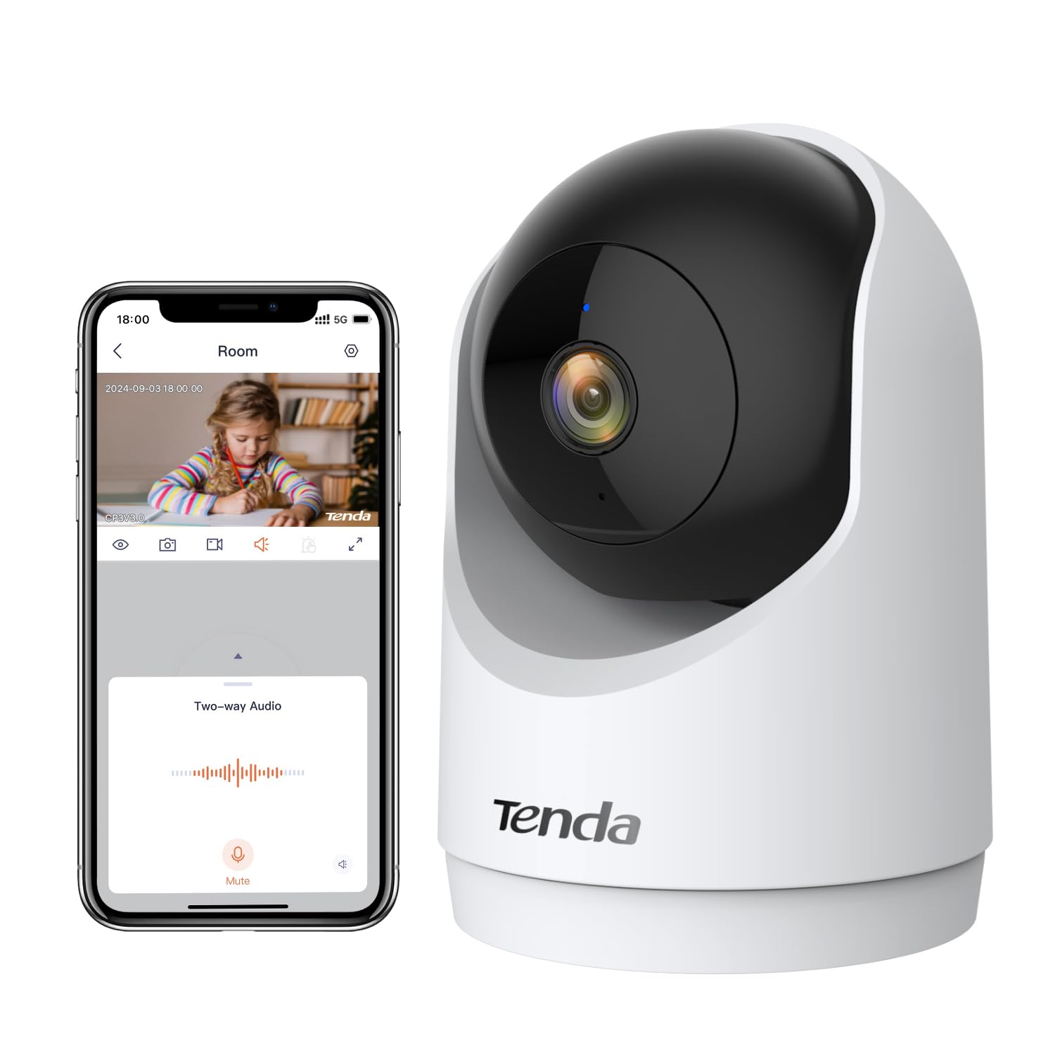 Tenda CP3V3.0 - Telecamera Wi-Fi Interno 2K FHD 360°