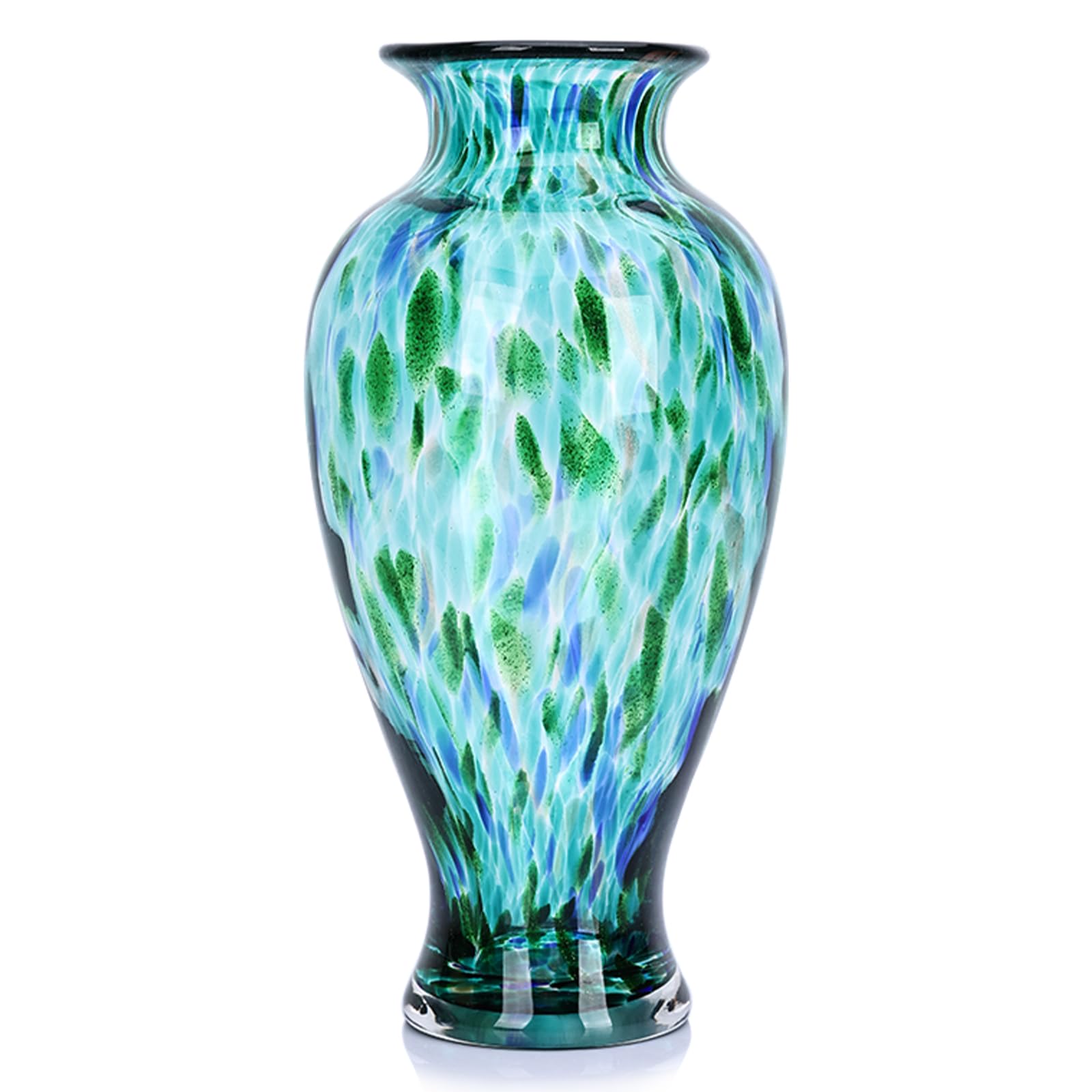 Vaso in Vetro Soffiato a Mano Turchese 30cm