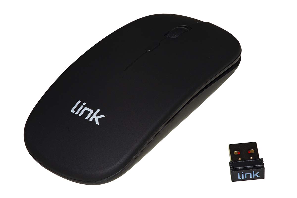 LINK LKMOS34 Mouse Wireless con Sensore Ottico e Ricevitore Usb Colore Nero con Batterie Ricaricabili Integrate Dpi 1600