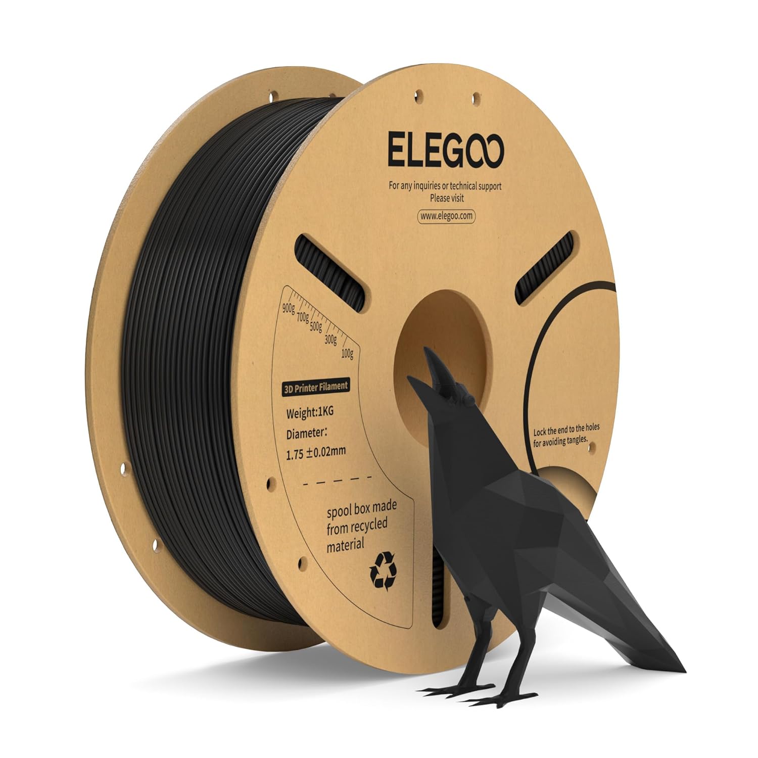 Elegoo Filamento PLA+ 1.75mm Nero 1KG - immagine 1