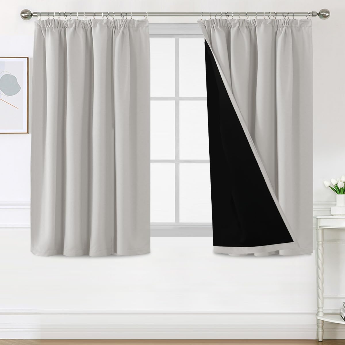 Tende Oscuranti 100% Termiche 2 Pezzi 117x137 cm, Pietra Pomice