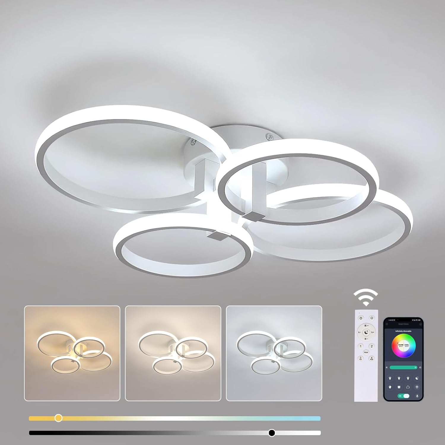 Delipop Plafoniera LED Soffitto Dimmerabile 76W, Bianco - immagine 1