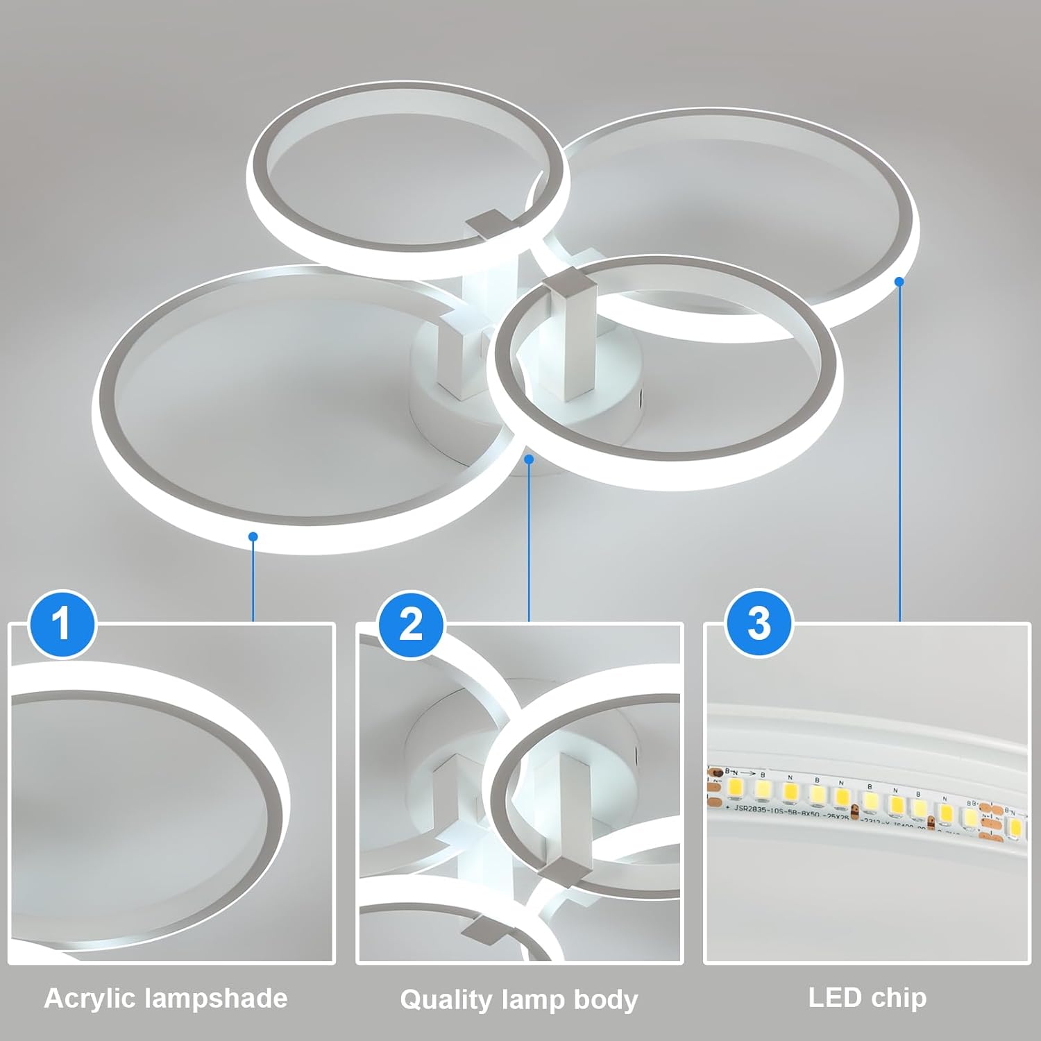 Delipop Plafoniera LED Soffitto Dimmerabile 76W, Bianco - immagine 3