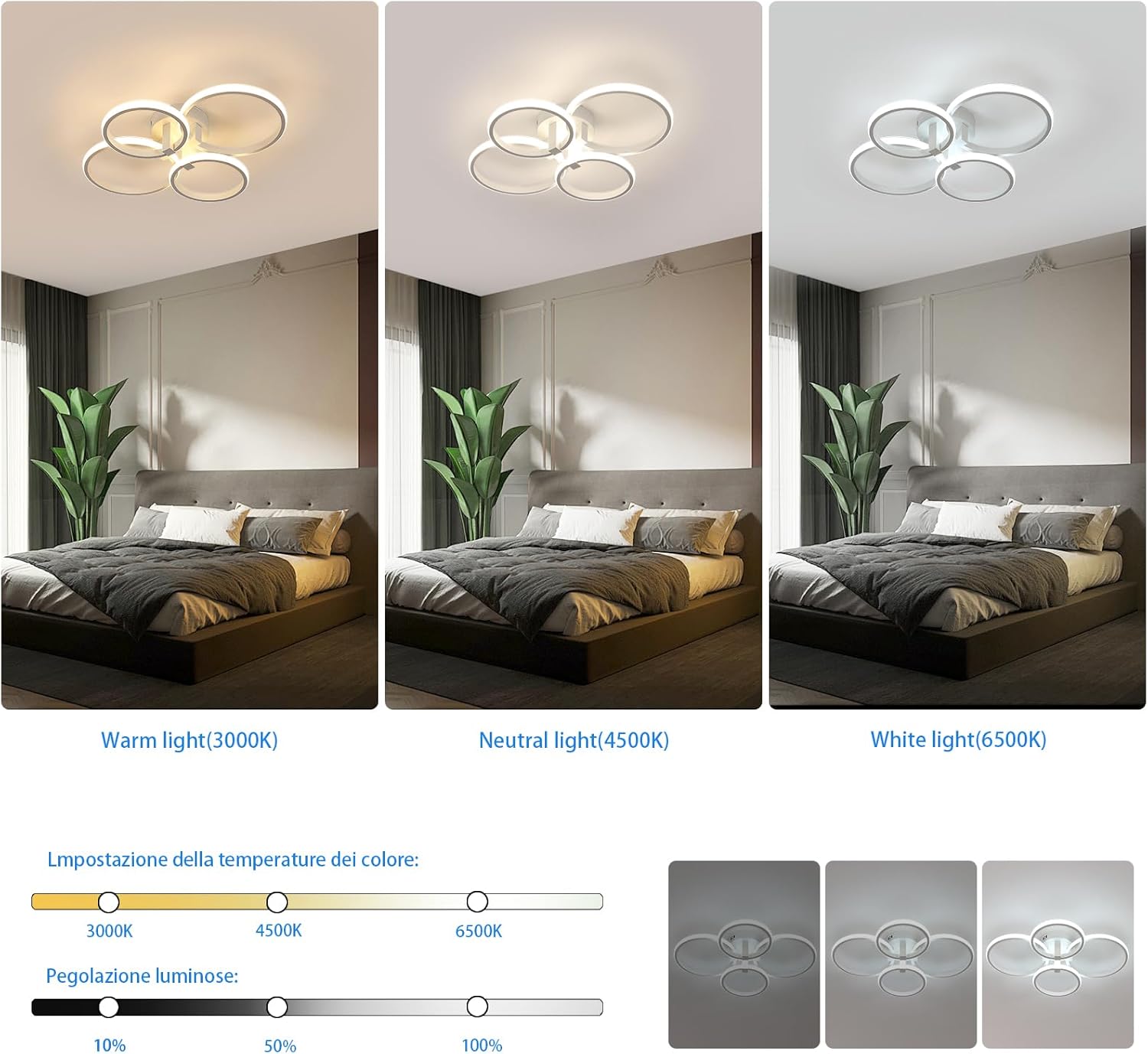 Delipop Plafoniera LED Soffitto Dimmerabile 76W, Bianco - immagine 5