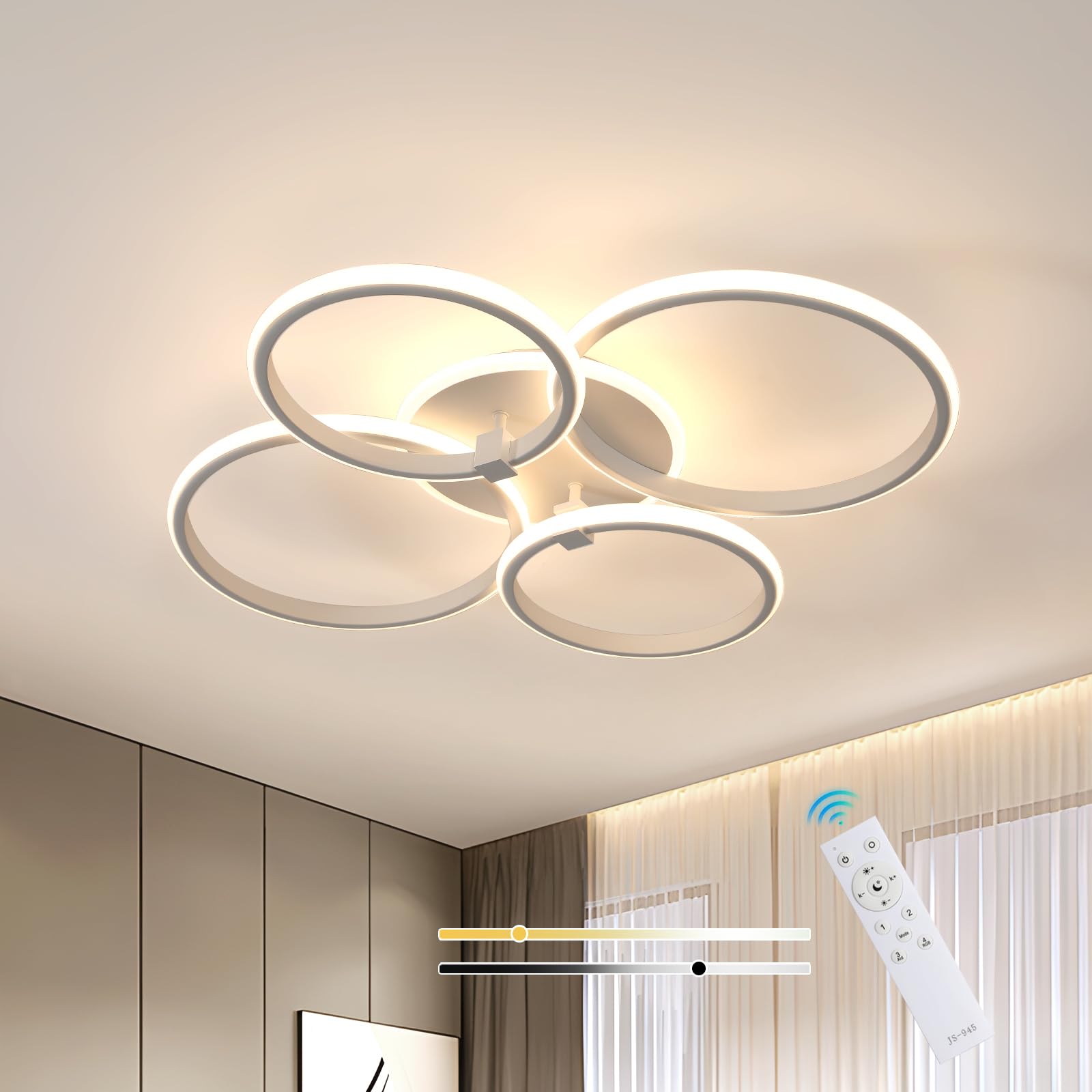 Delipop Plafoniera LED 39W 4500LM 4 Anelli, Bianco