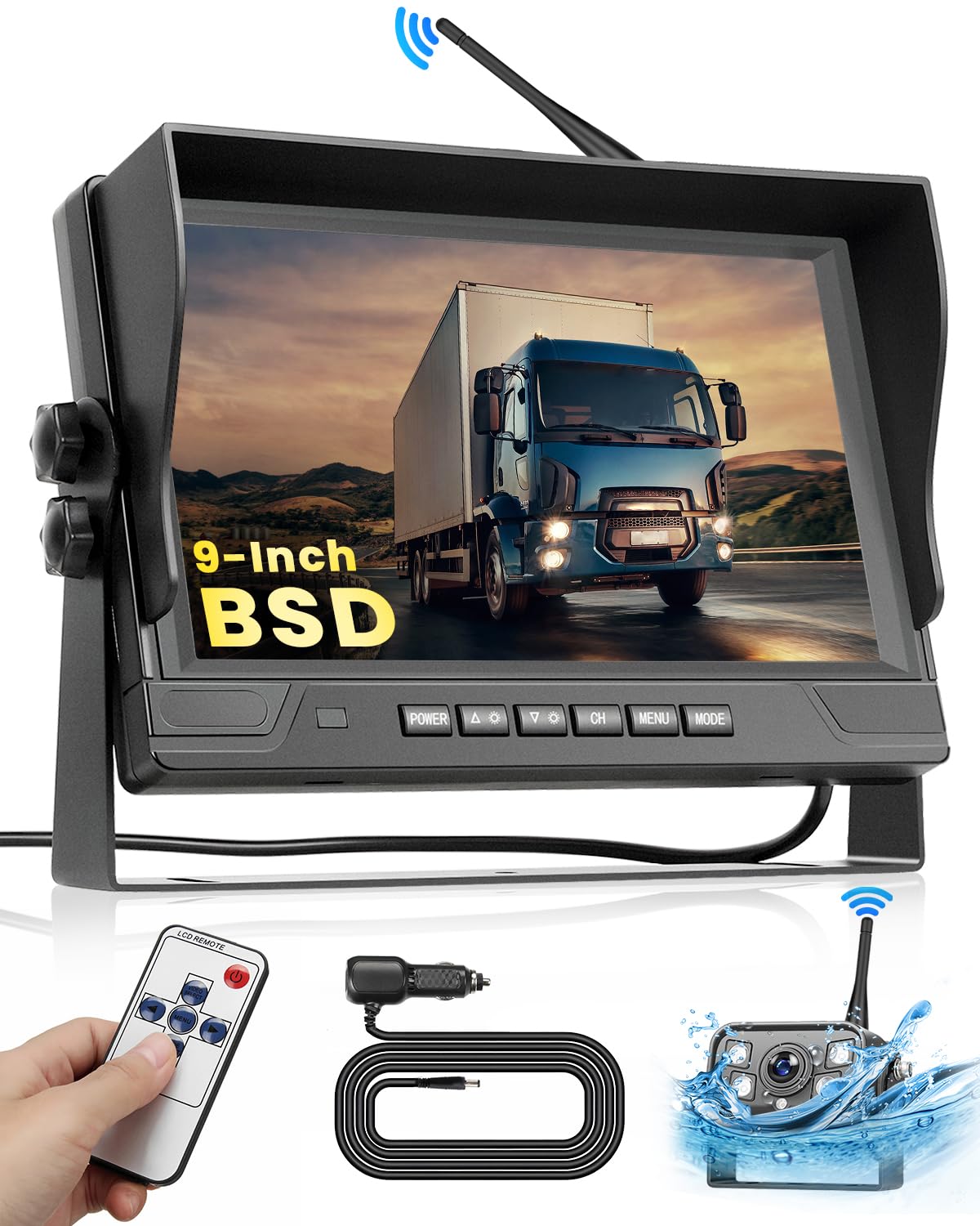 Ohradio Kit Telecamera Retromarcia Wireless con Schermo IPS 9"