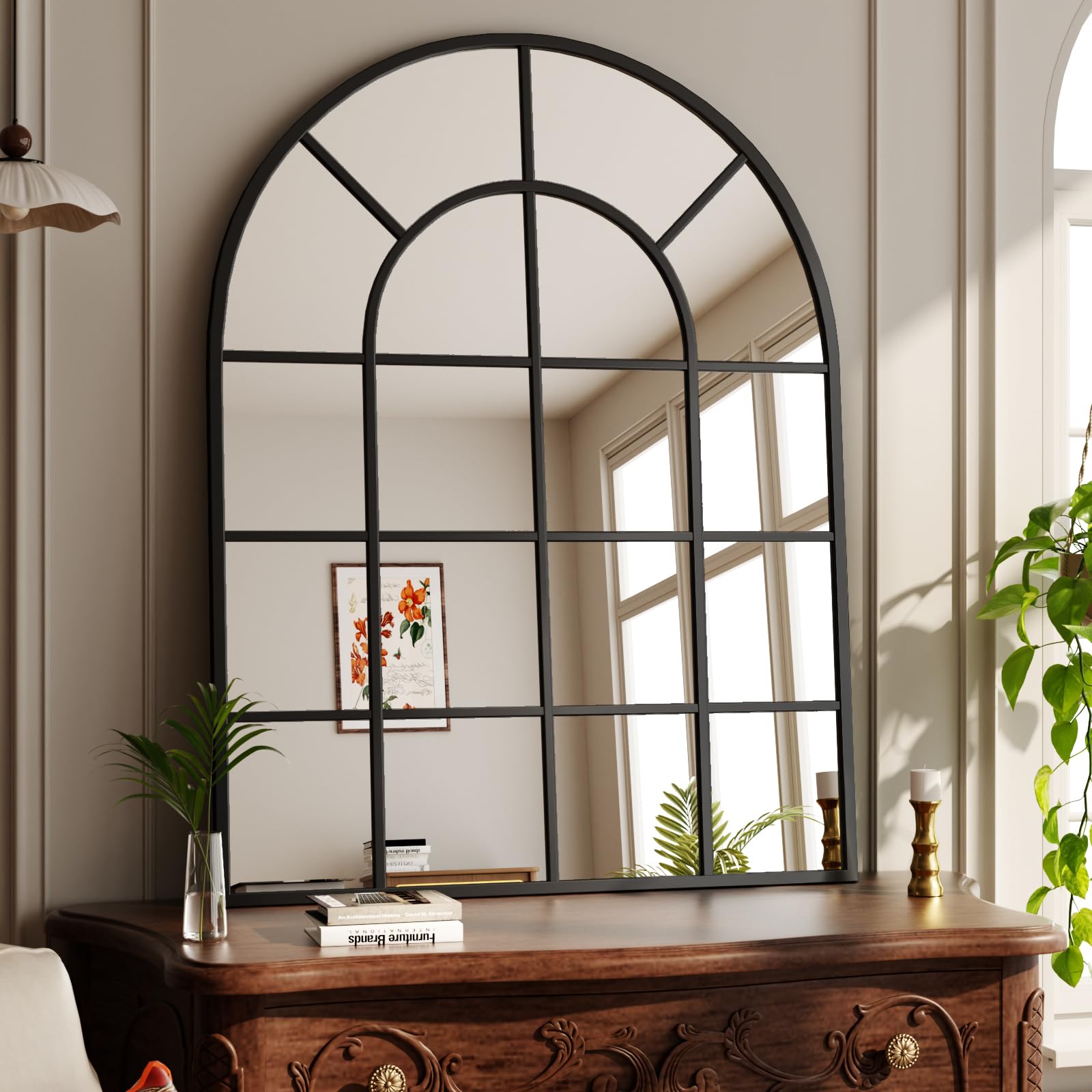 Koonmi Specchio da Parete Curvo 100x75 cm, Nero