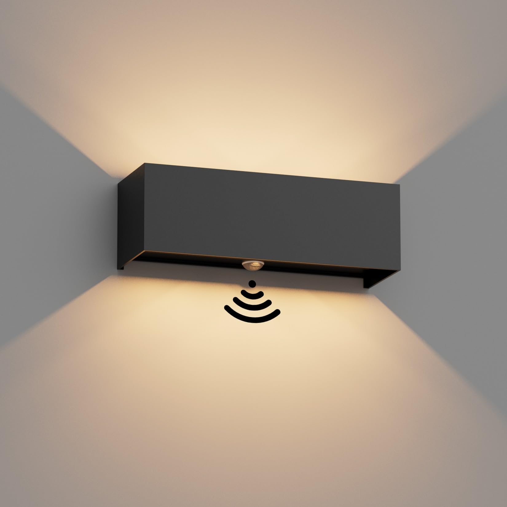 Lampada da Parete Esterno con Sensore di Movimento, Nera