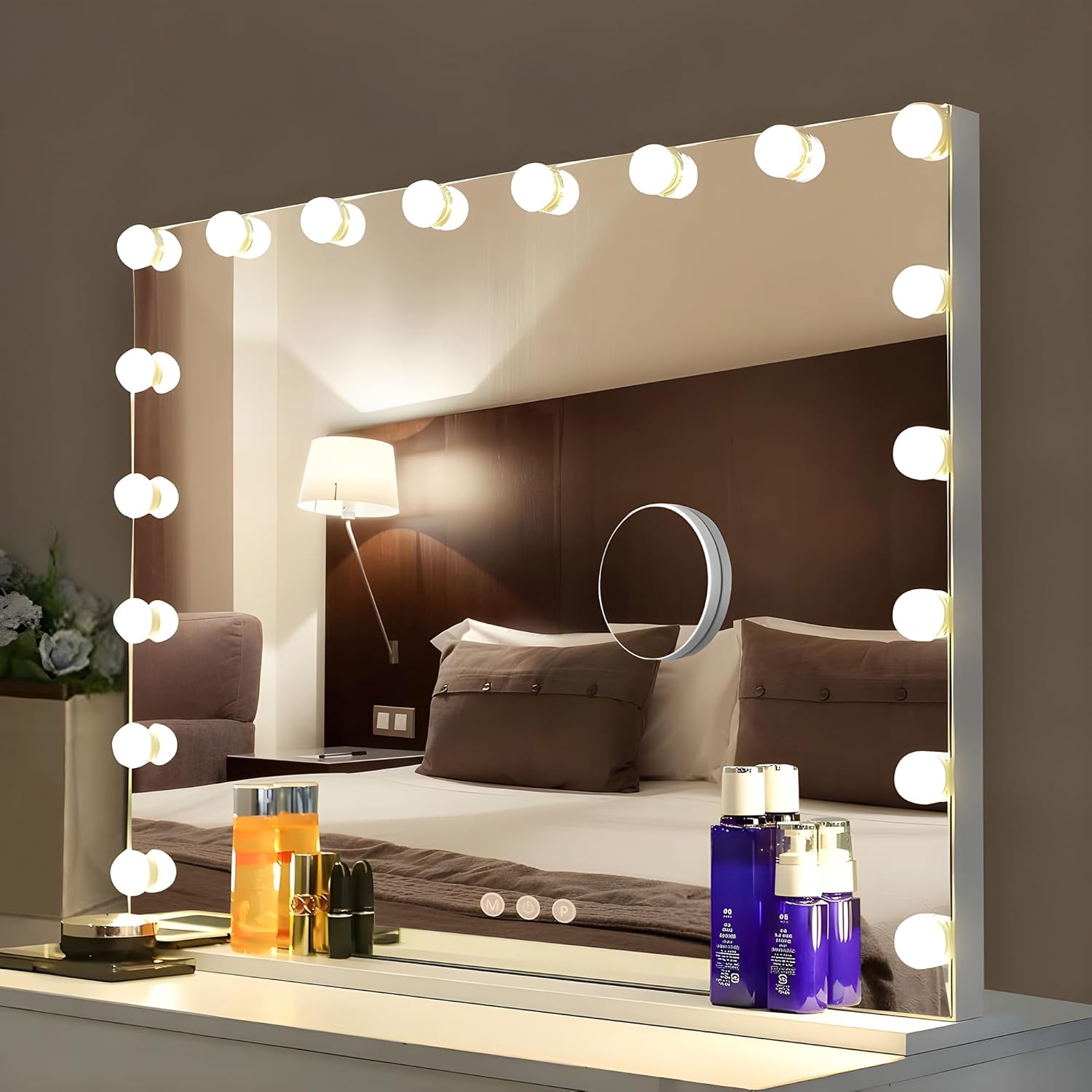 Bayt Hollywood Specchio Trucco con Luci LED 80x60cm, Bianco