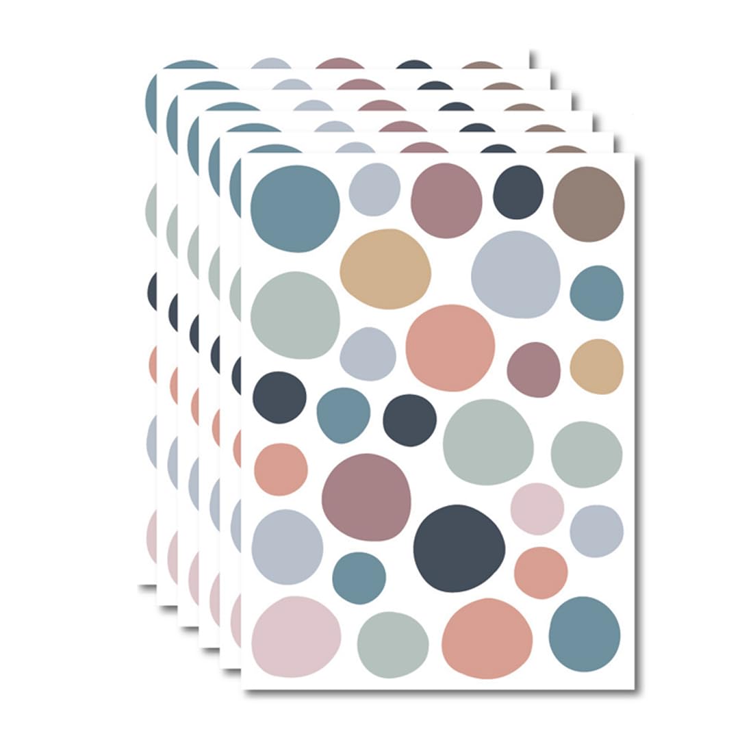 Set di 180 adesivi murali bambini, adesivi cameretta, decorazioni pareti, cerchio, a pois, in diversi colori