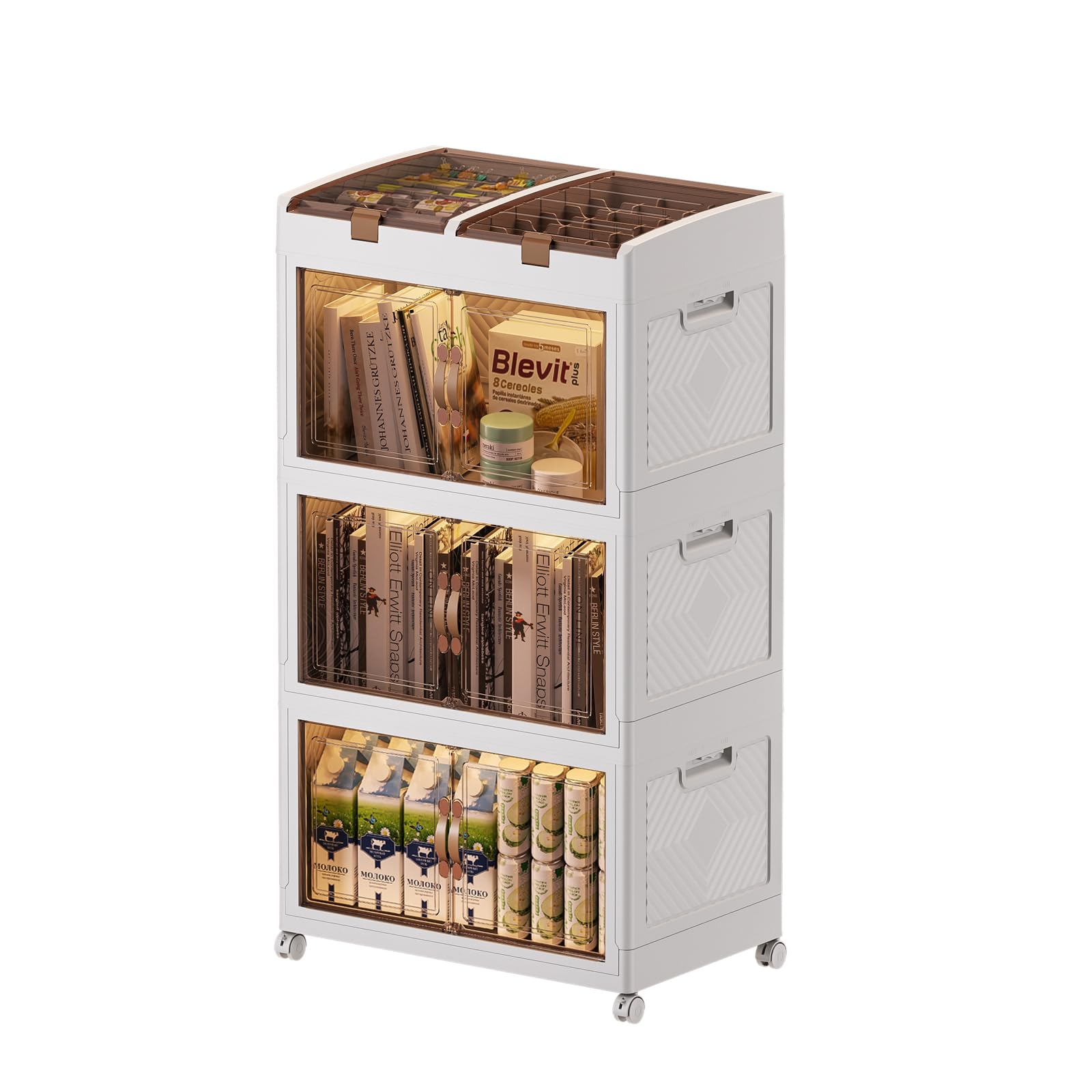 Scatola Portaoggetti Pieghevole 166L con Coperchio e Ruote