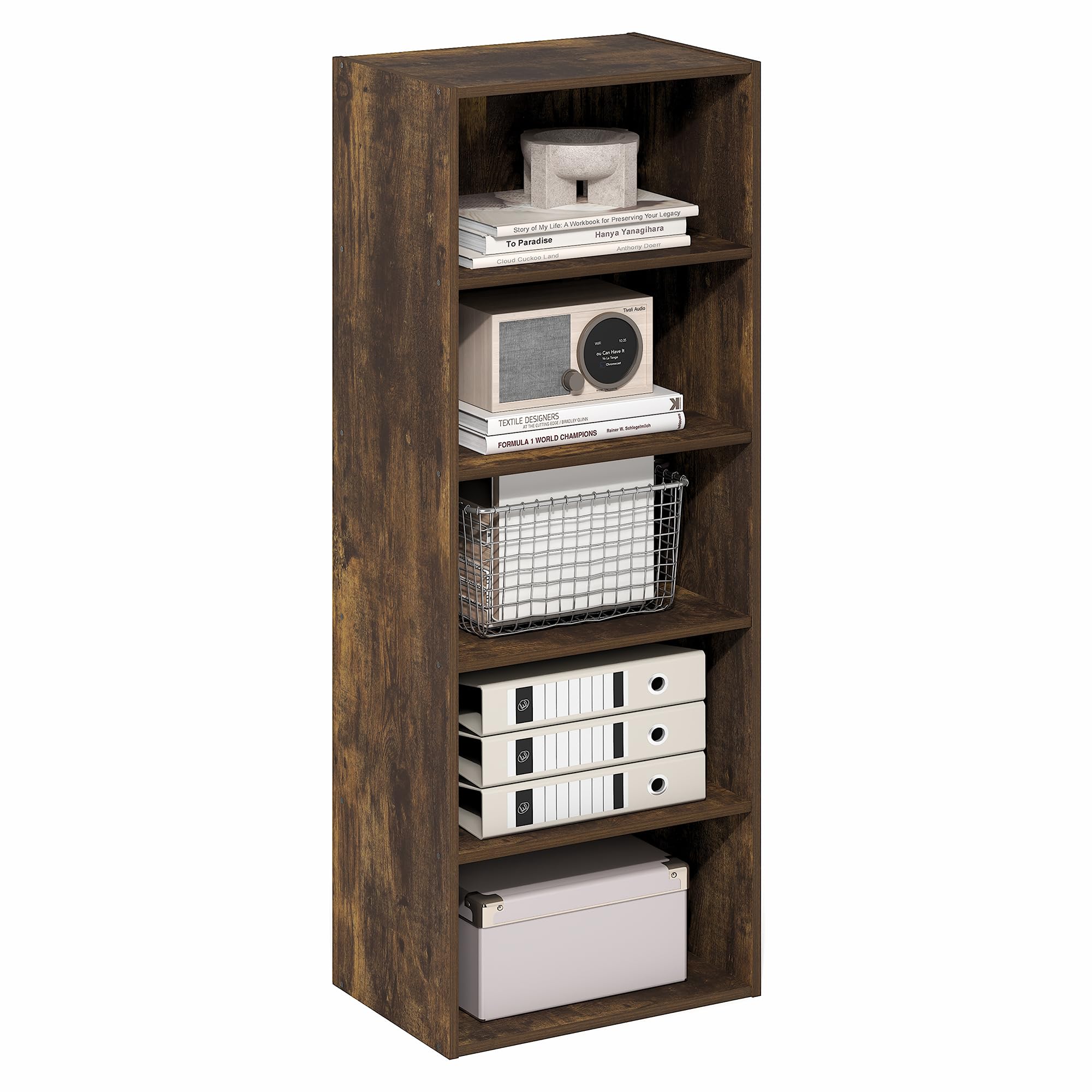 Furinno Basic - Libreria Aperta 5 Ripiani, Pino Ambra